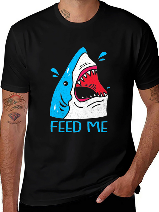Feed Me Shark Graphic T-Shirt - Black