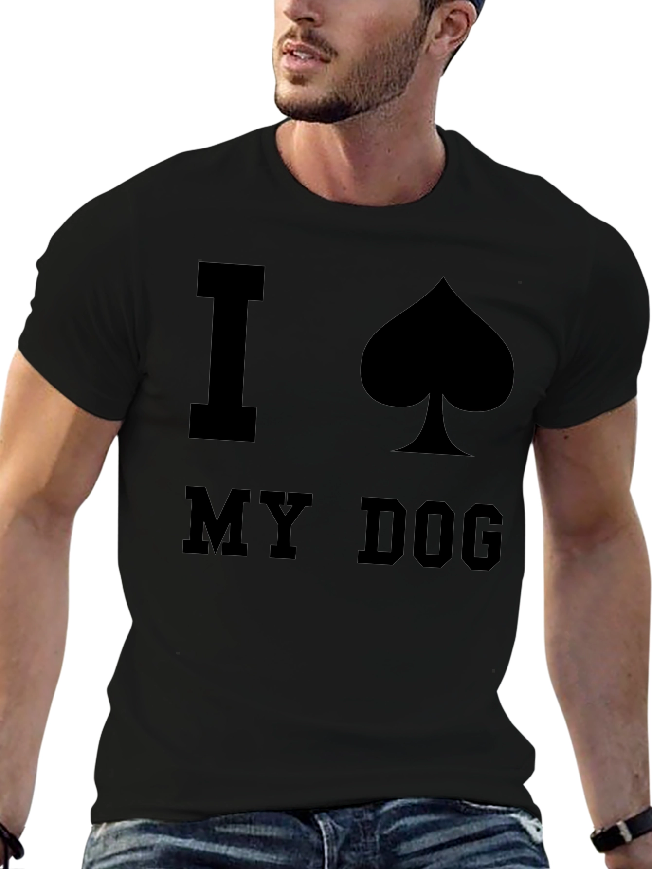 I Spade My Dog Black Graphic T-Shirt