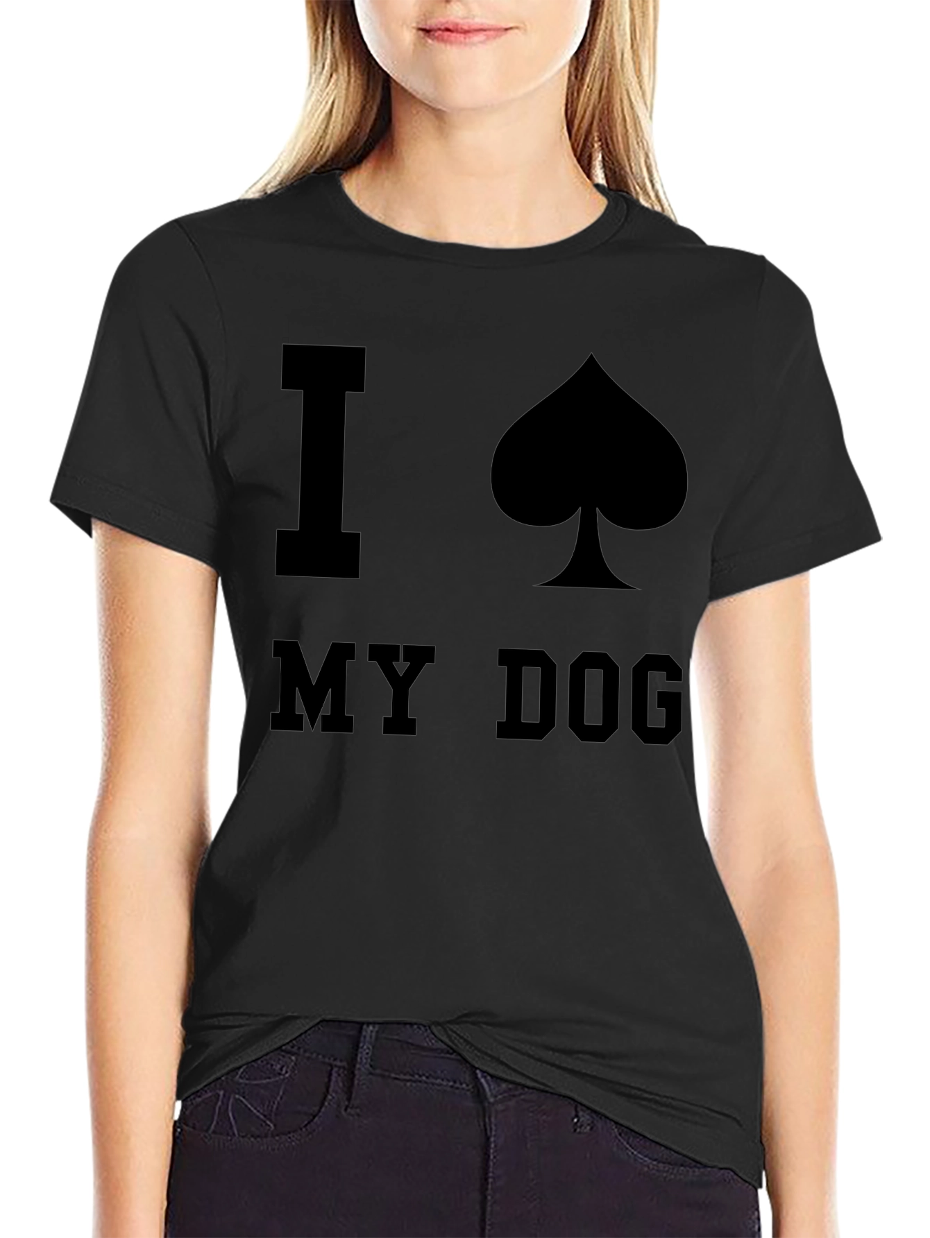 I Spade My Dog Black Graphic T-Shirt