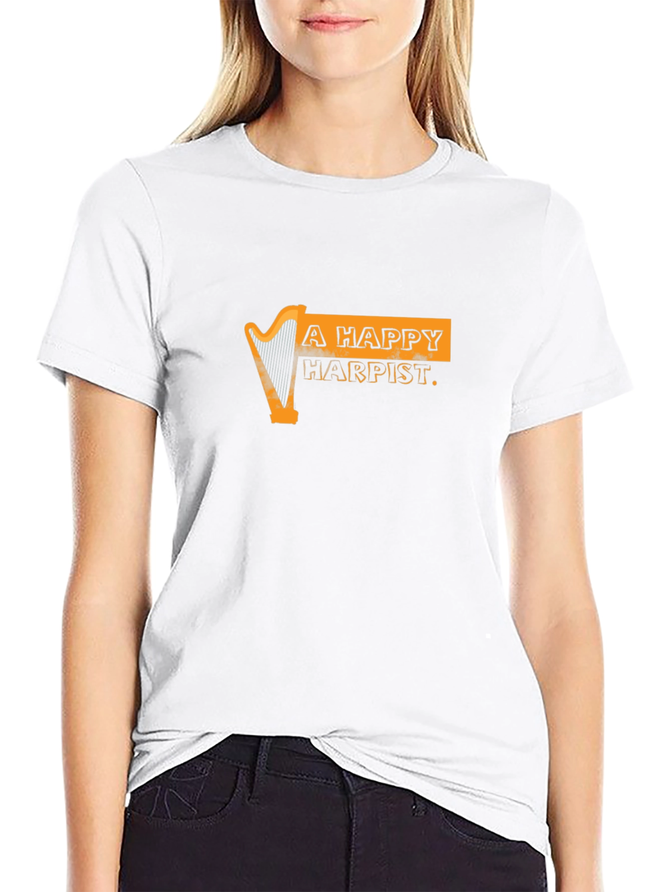 Happy Harpist Black Graphic Tee
