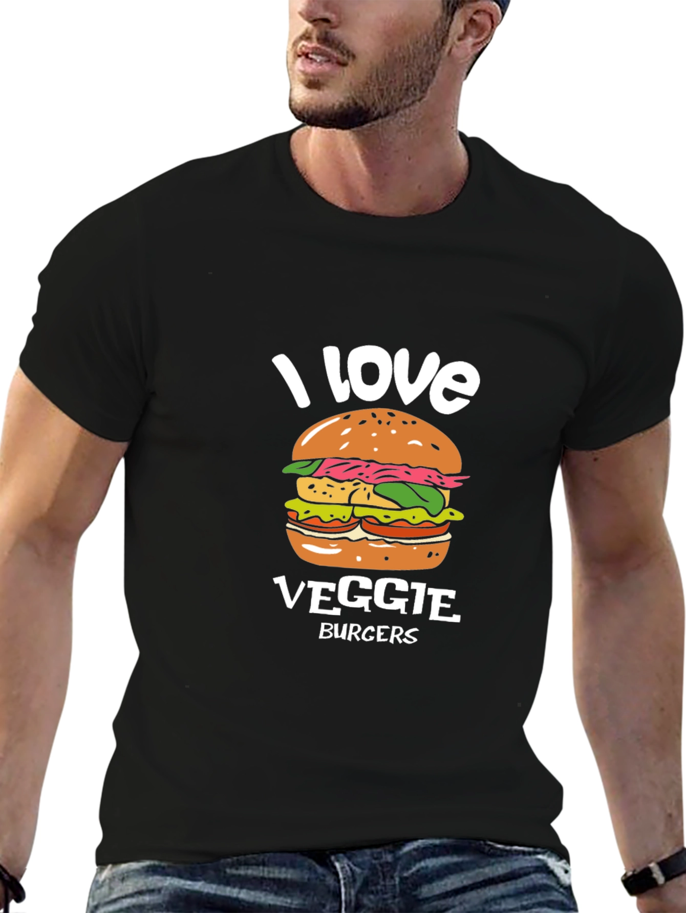 I Love Veggie Burgers T-Shirt - Vegan Friendly Design