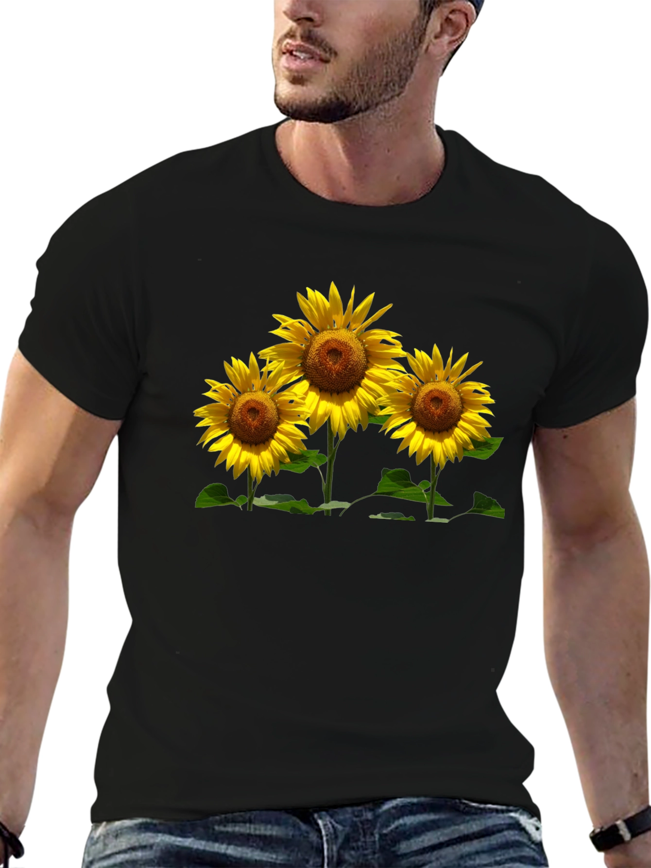 Sunflower Graphic Tee - Black Casual T-Shirt