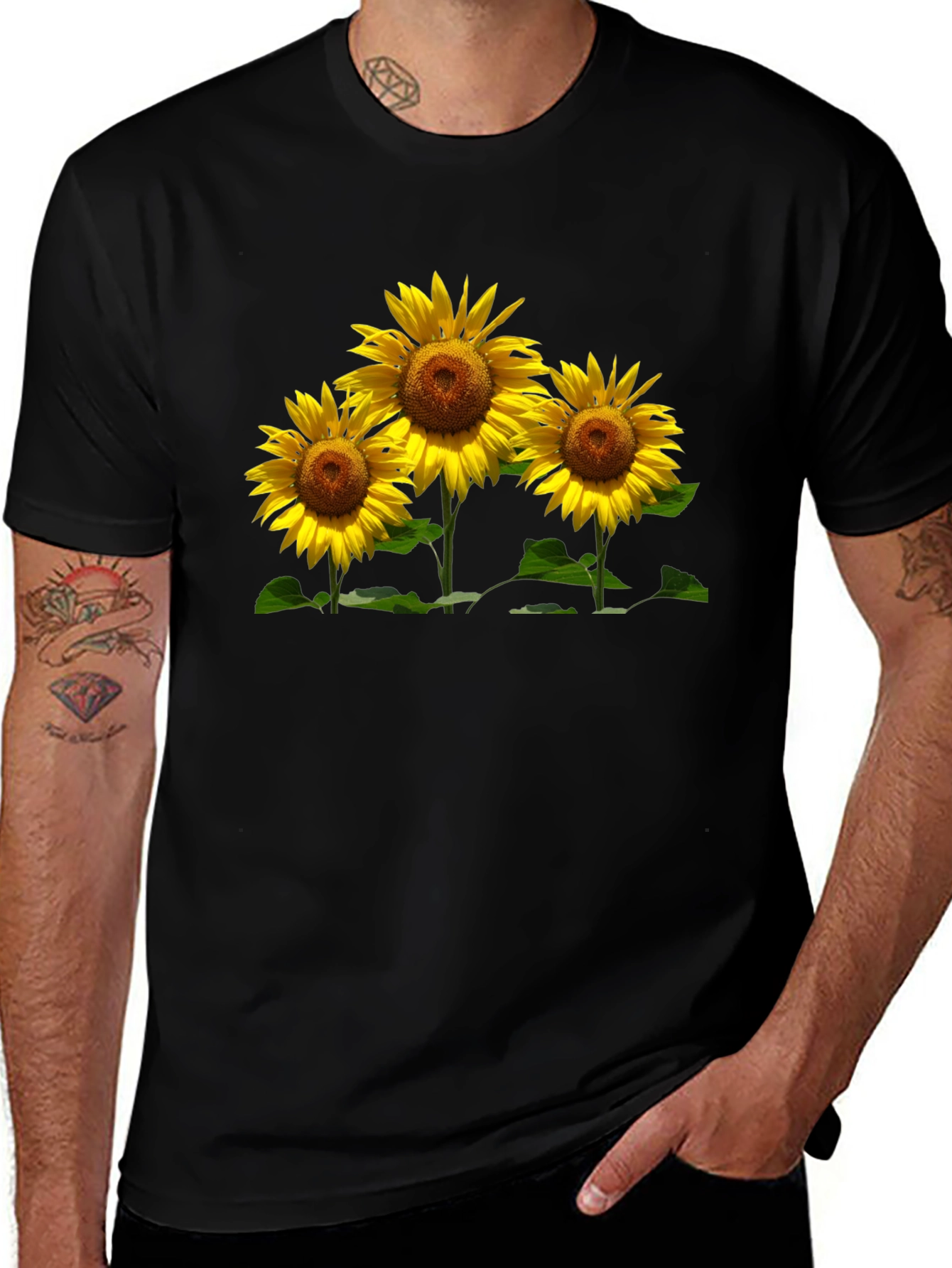 Sunflower Graphic Tee - Black Casual T-Shirt