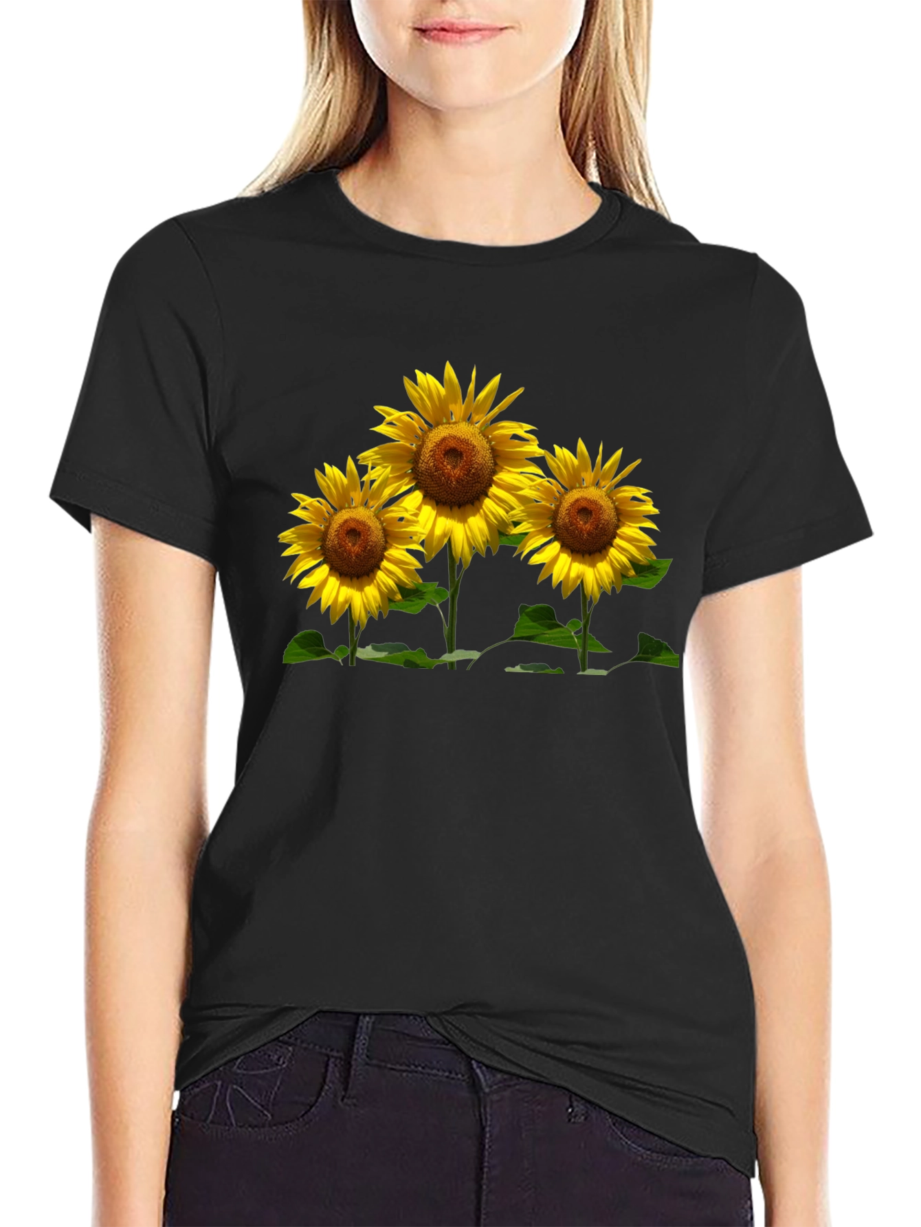 Sunflower Graphic Tee - Black Casual T-Shirt