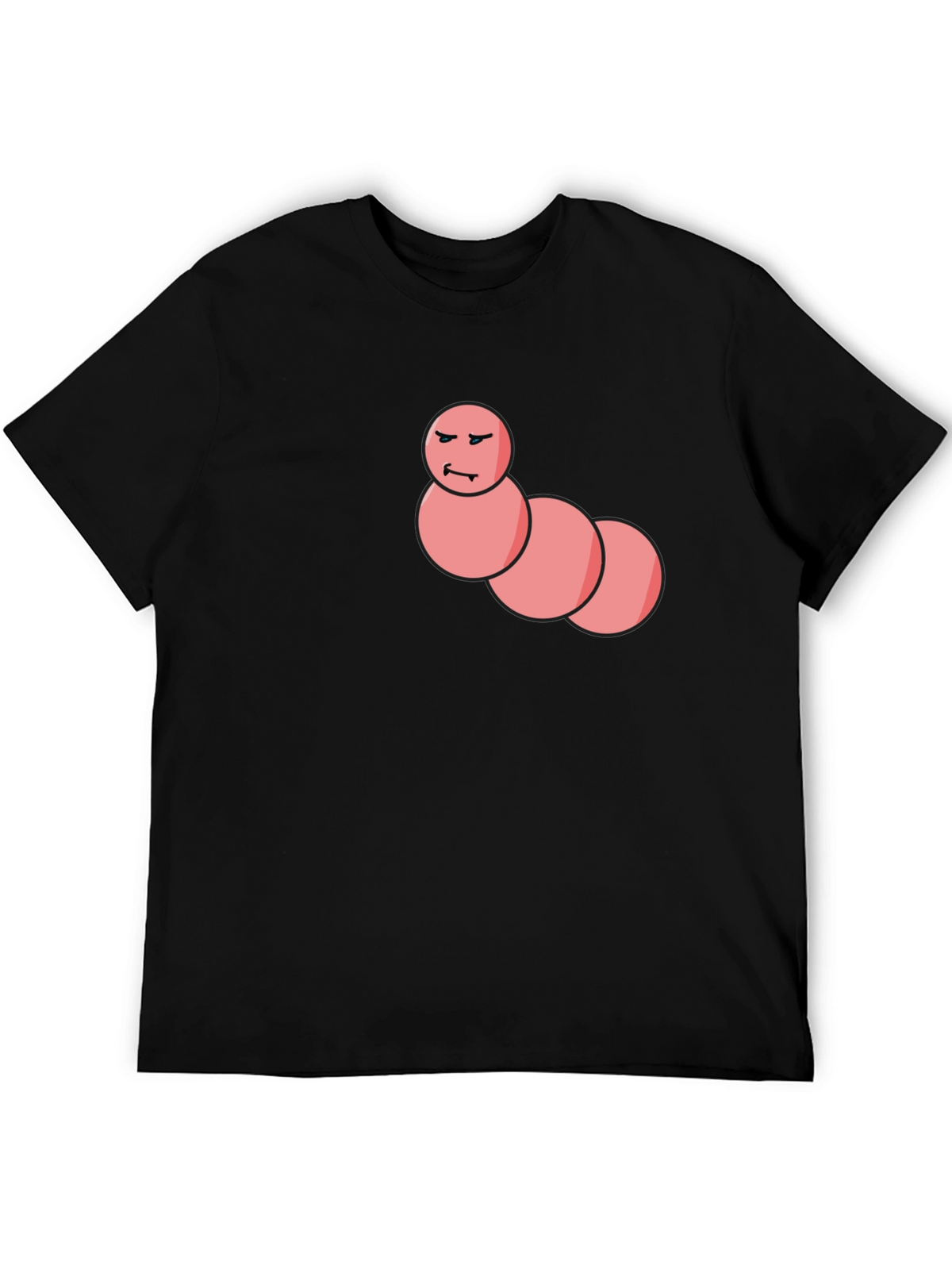 Mens Black T-Shirt with Funny Worm Graphic
