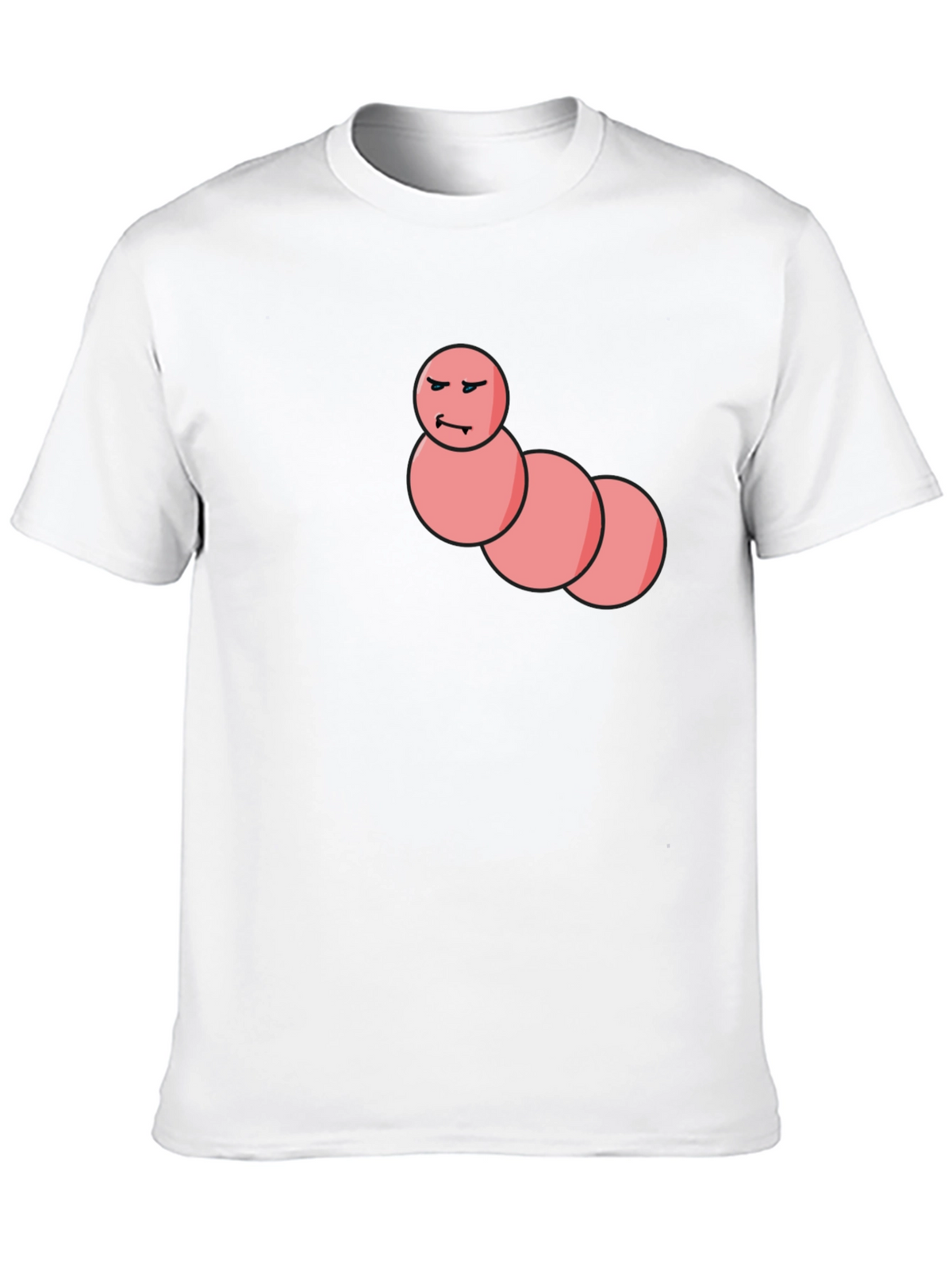 Mens Black T-Shirt with Funny Worm Graphic
