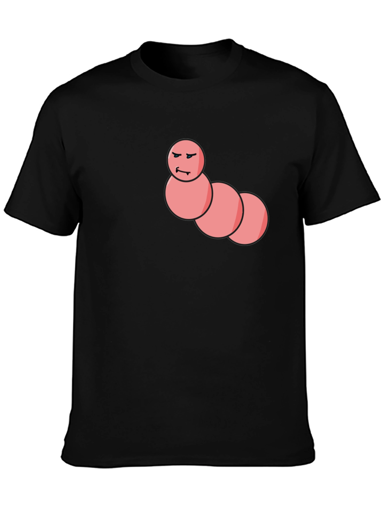 Mens Black T-Shirt with Funny Worm Graphic