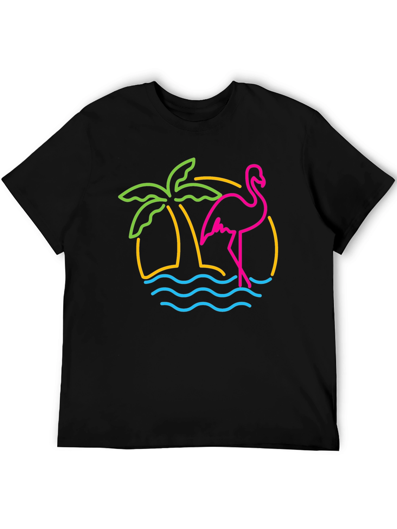 Neon Flamingo T-Shirt - Tropical Palm Tree Design