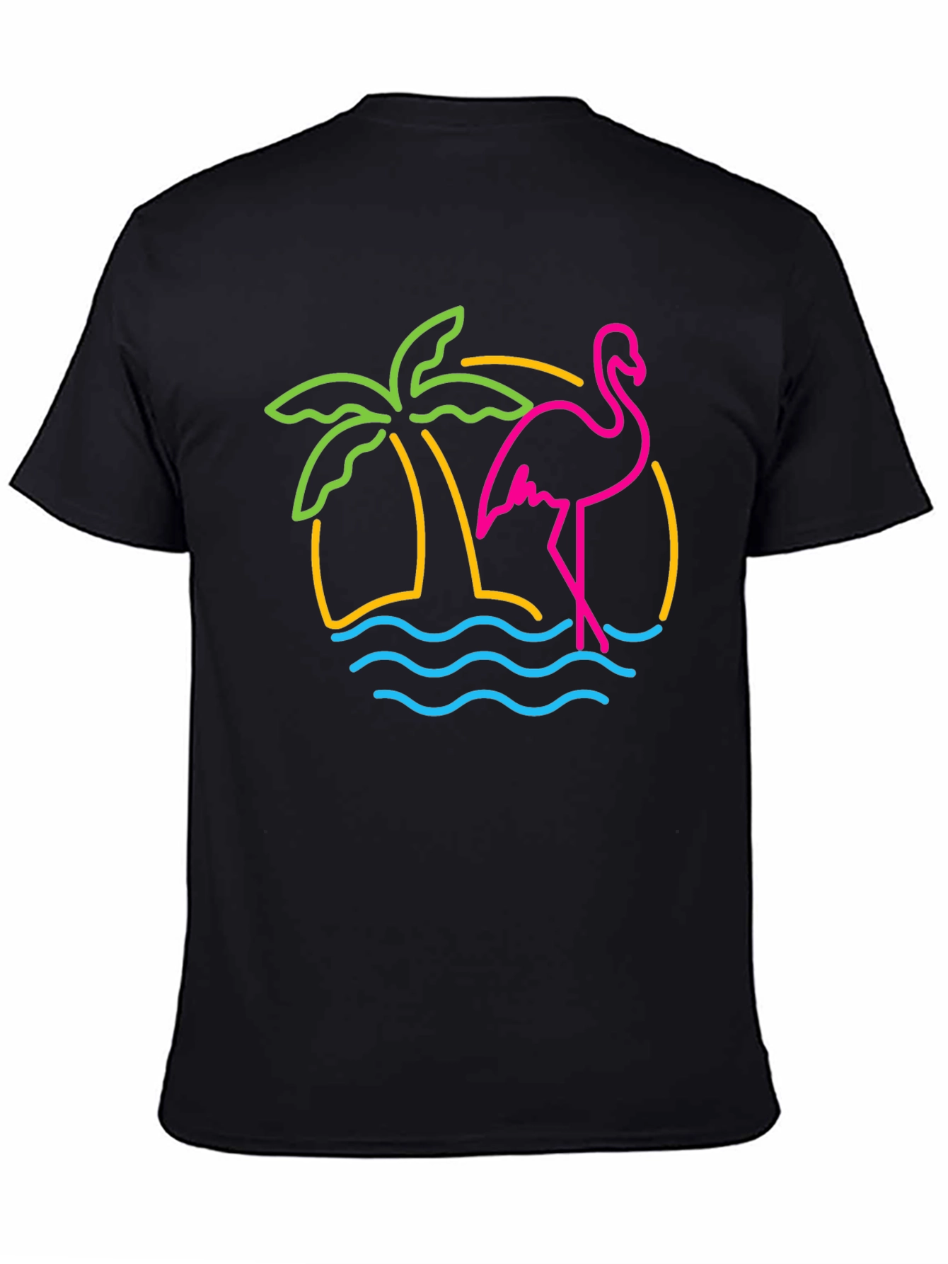 Neon Flamingo T-Shirt - Tropical Palm Tree Design