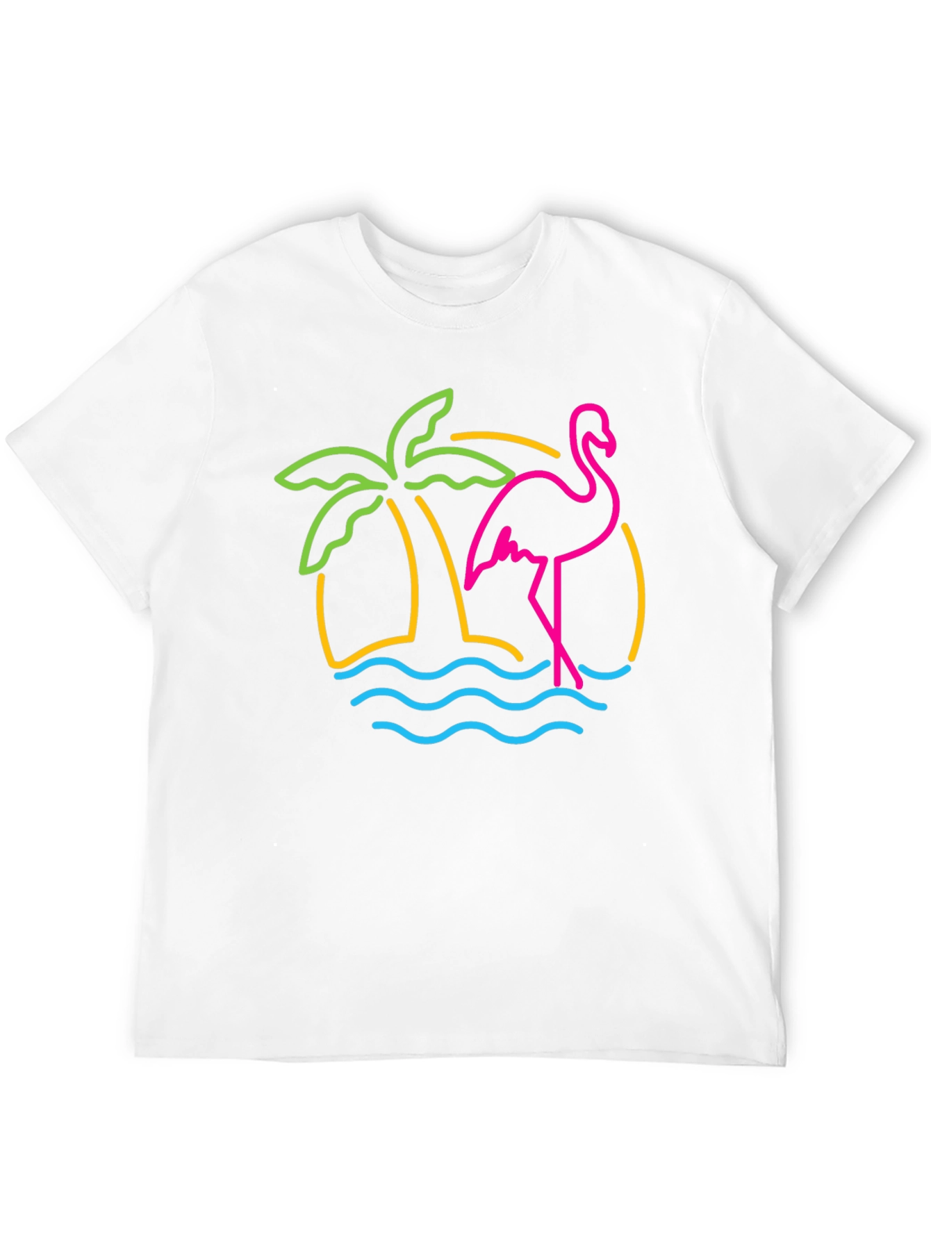 Neon Flamingo T-Shirt - Tropical Palm Tree Design