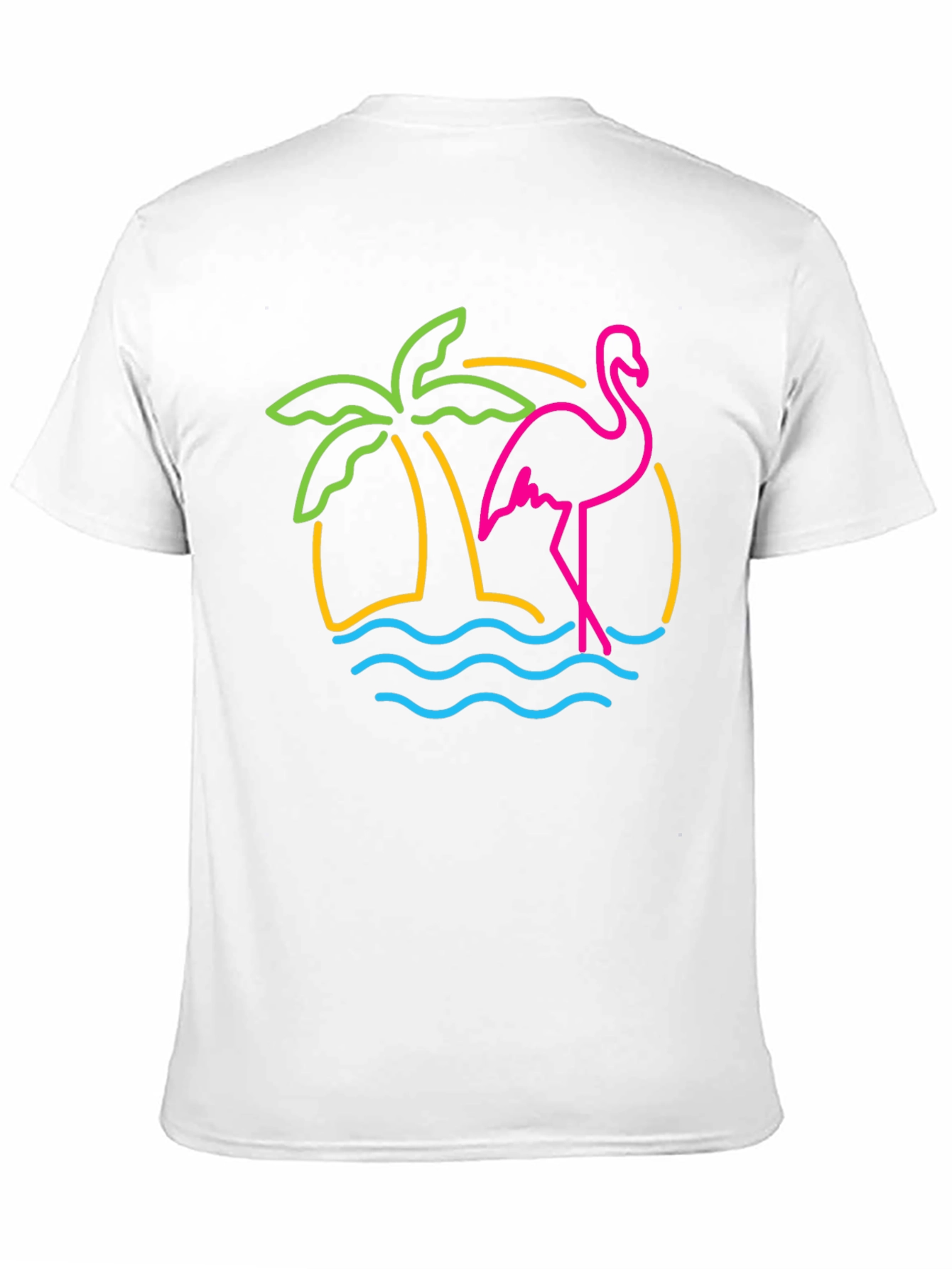 Neon Flamingo T-Shirt - Tropical Palm Tree Design