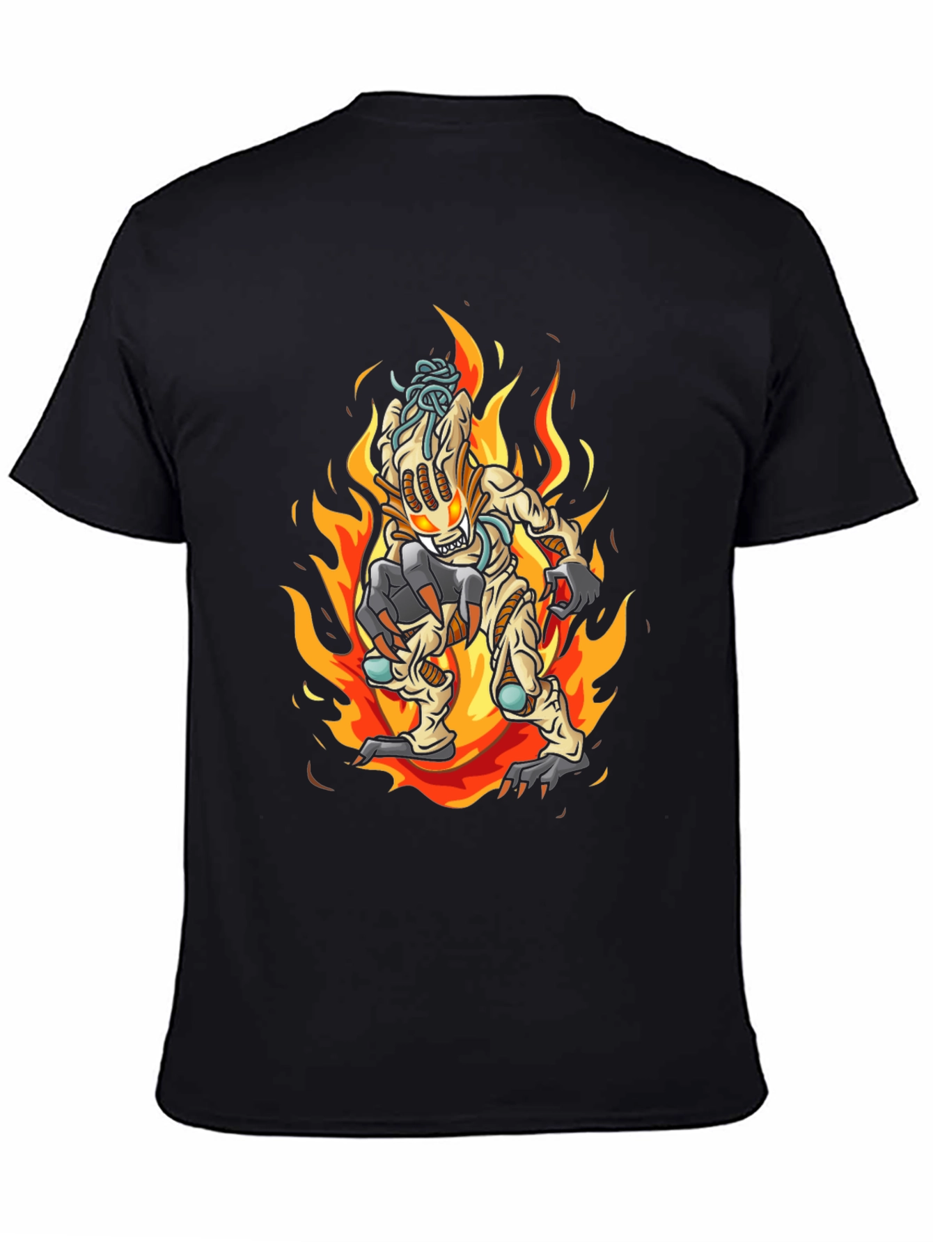 Fiery Monster Graphic Tee - Black