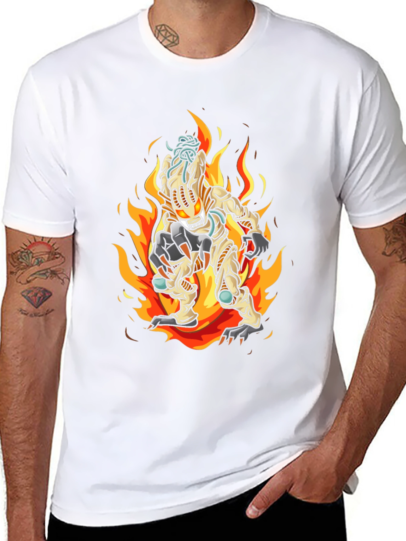Fiery Monster Graphic Tee - Black