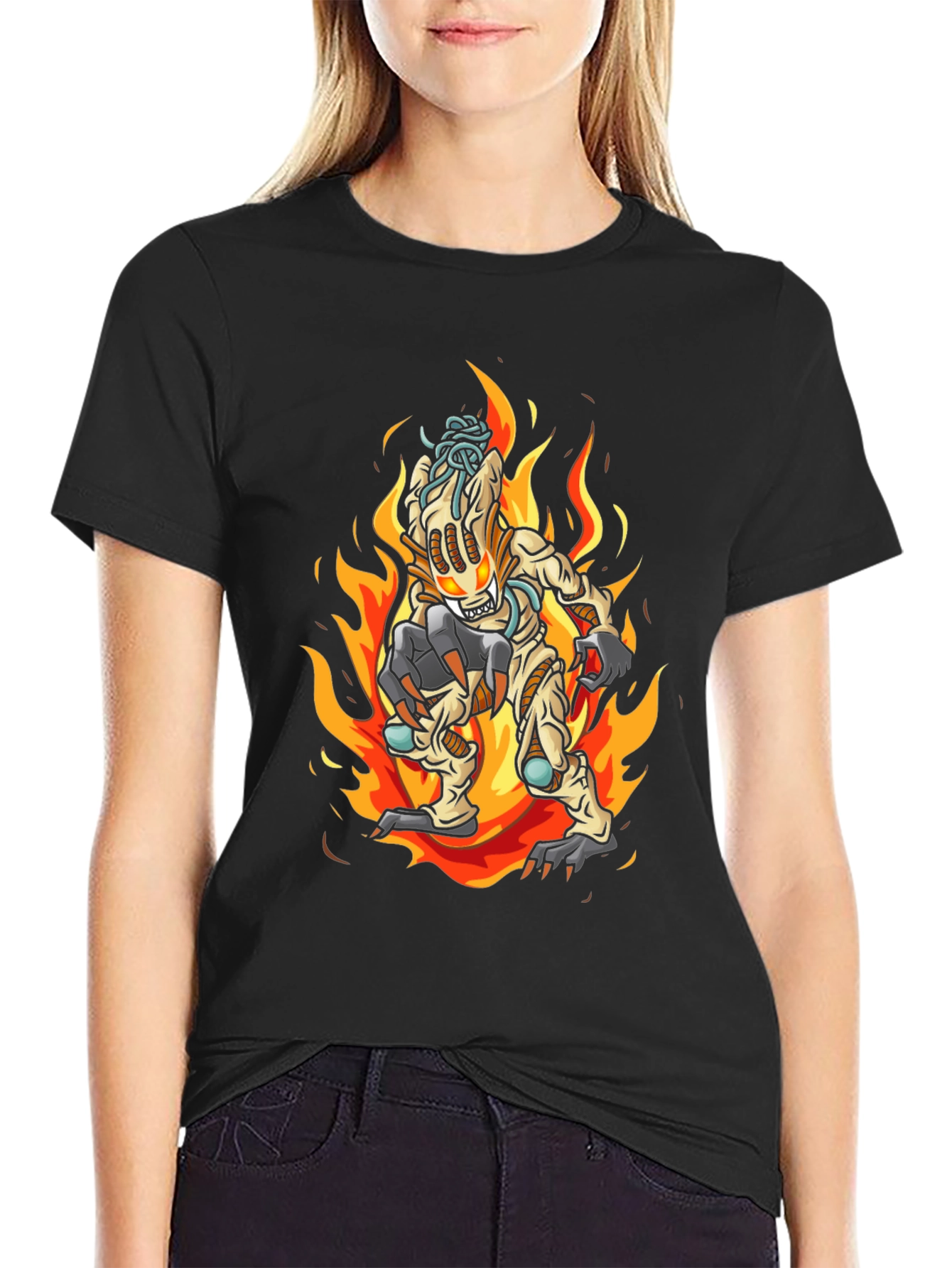 Fiery Monster Graphic Tee - Black