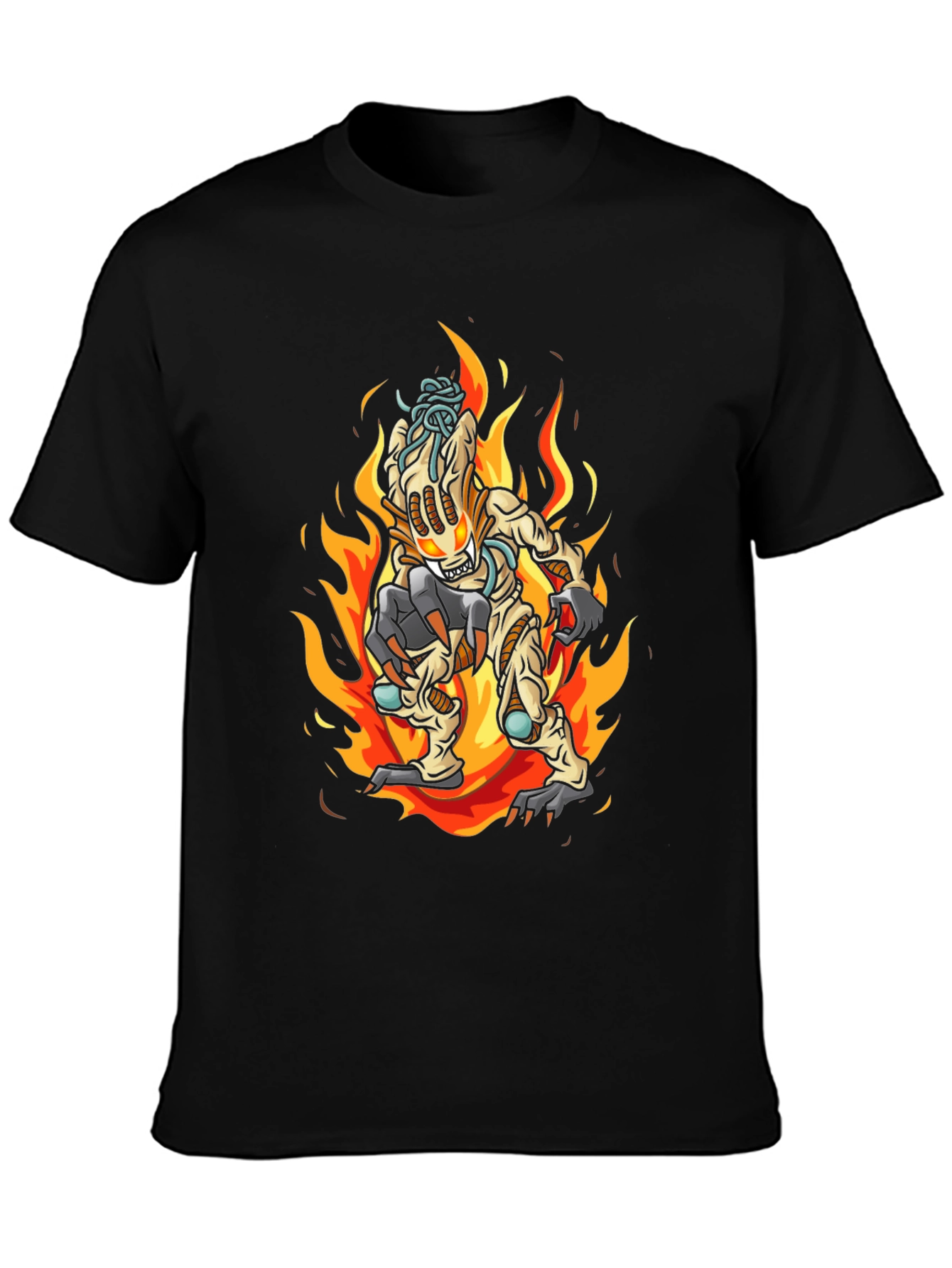 Fiery Monster Graphic Tee - Black