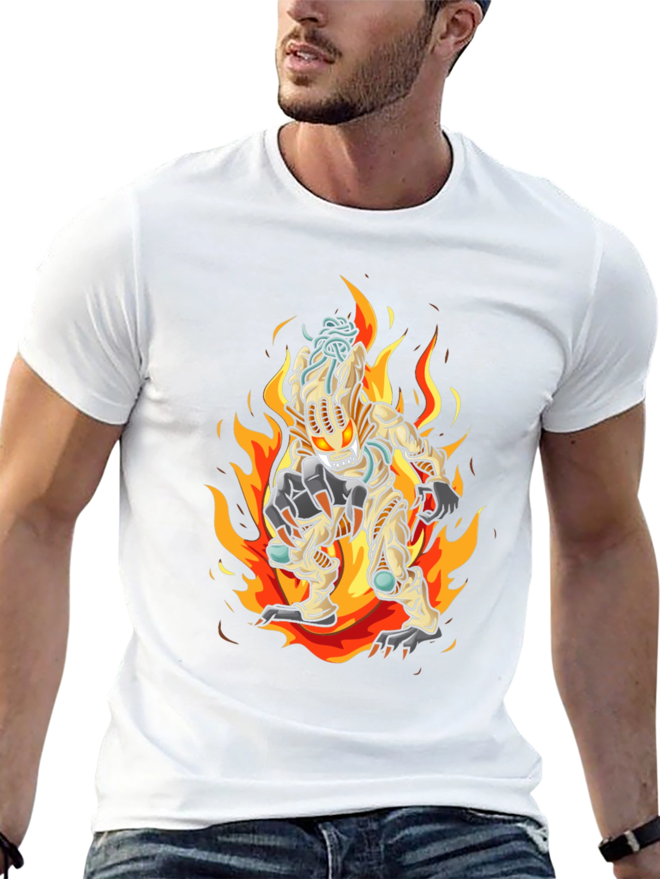 Fiery Monster Graphic Tee - Black