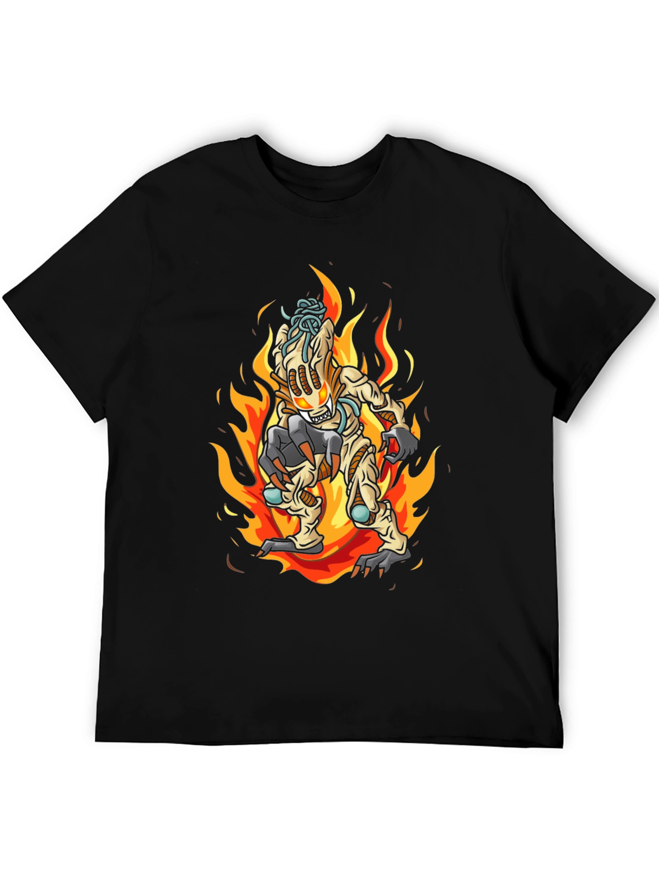 Fiery Monster Graphic Tee - Black