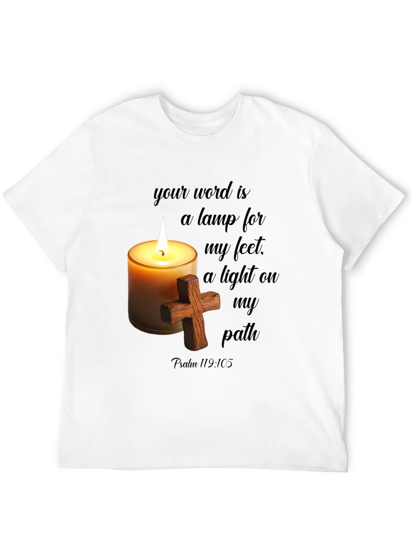 Faithful Light T-Shirt: Word Lamp & Cross Design