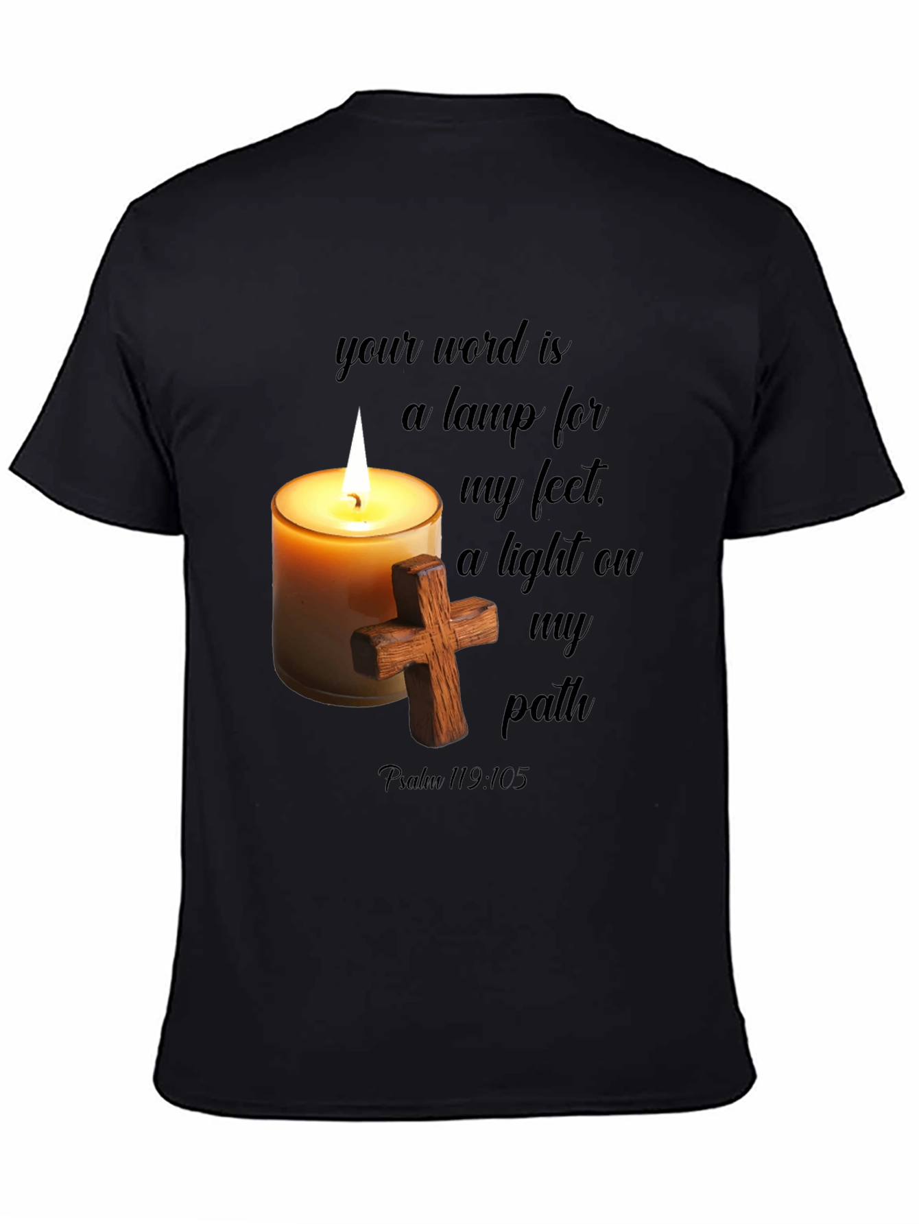 Faithful Light T-Shirt: Word Lamp & Cross Design
