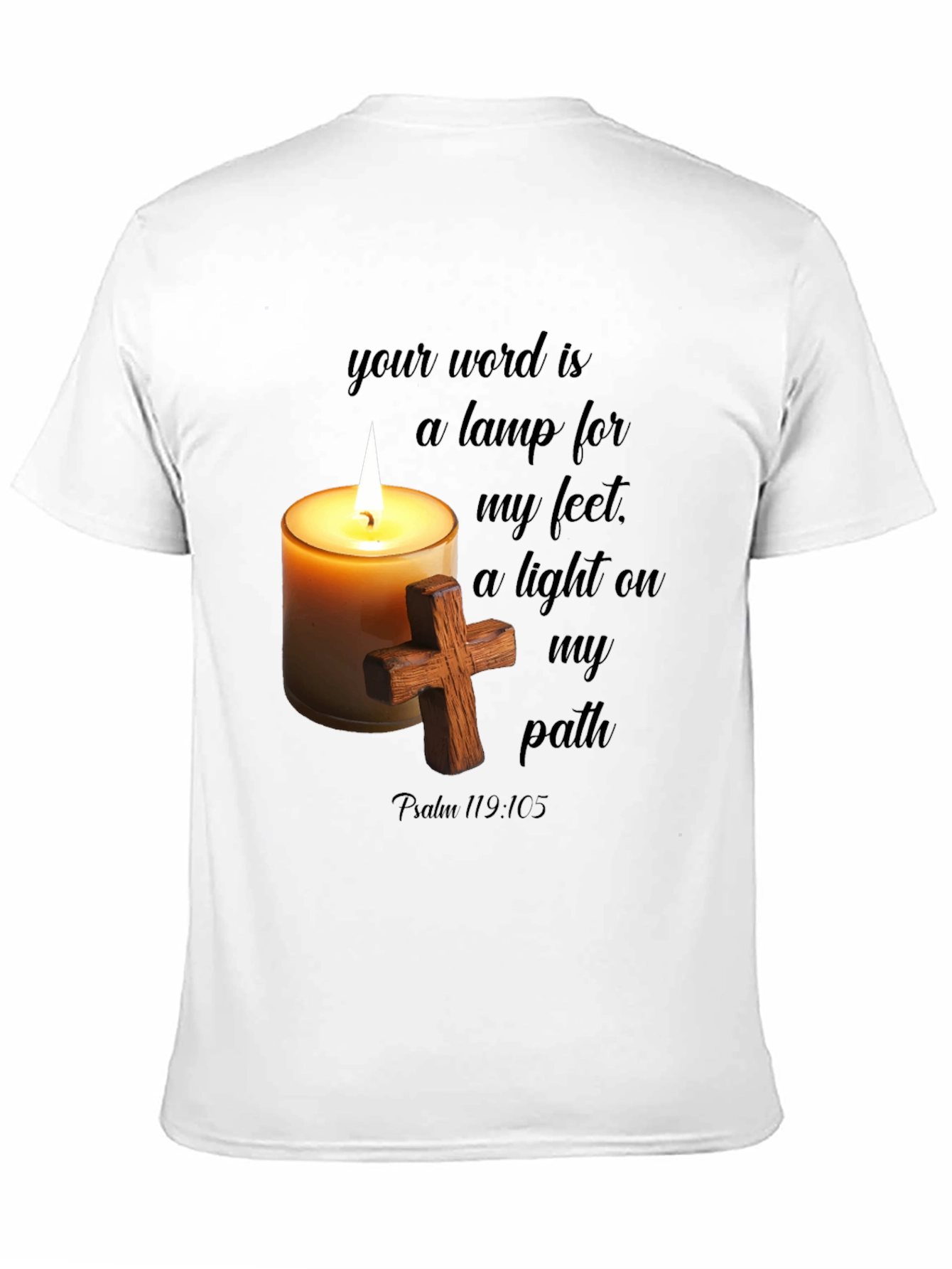Faithful Light T-Shirt: Word Lamp & Cross Design