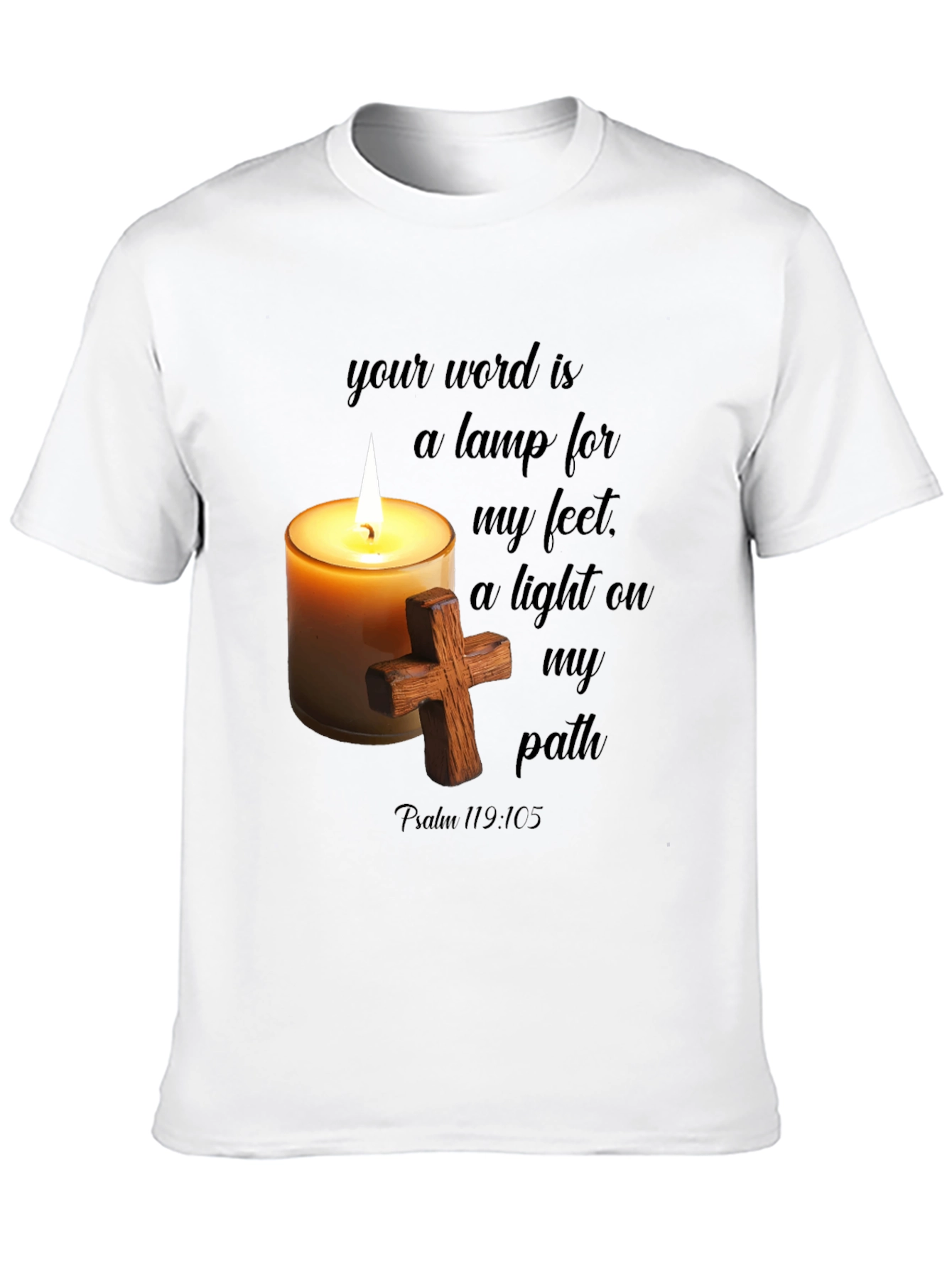 Faithful Light T-Shirt: Word Lamp & Cross Design