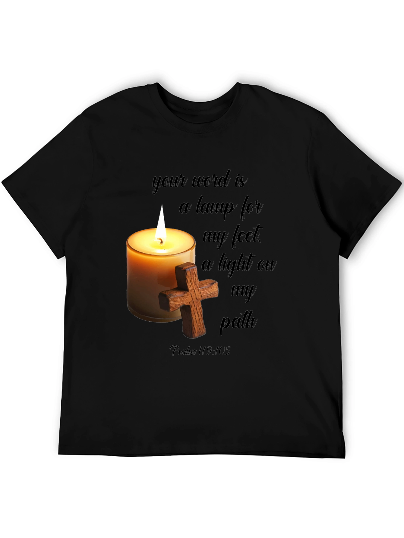 Faithful Light T-Shirt: Word Lamp & Cross Design