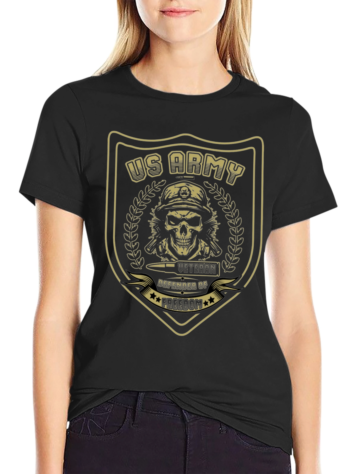 US Army Veteran Skull Graphic T-Shirt