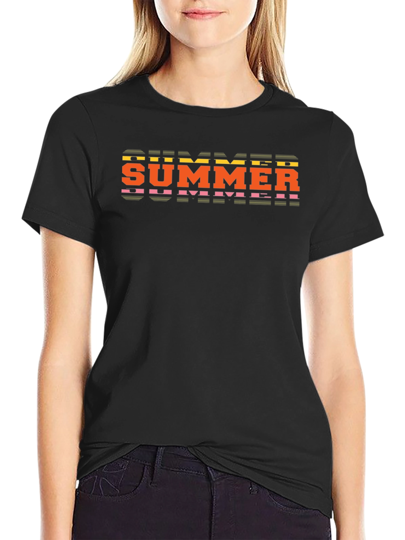 Retro Summer Graphic Tee - Bold Black Shirt