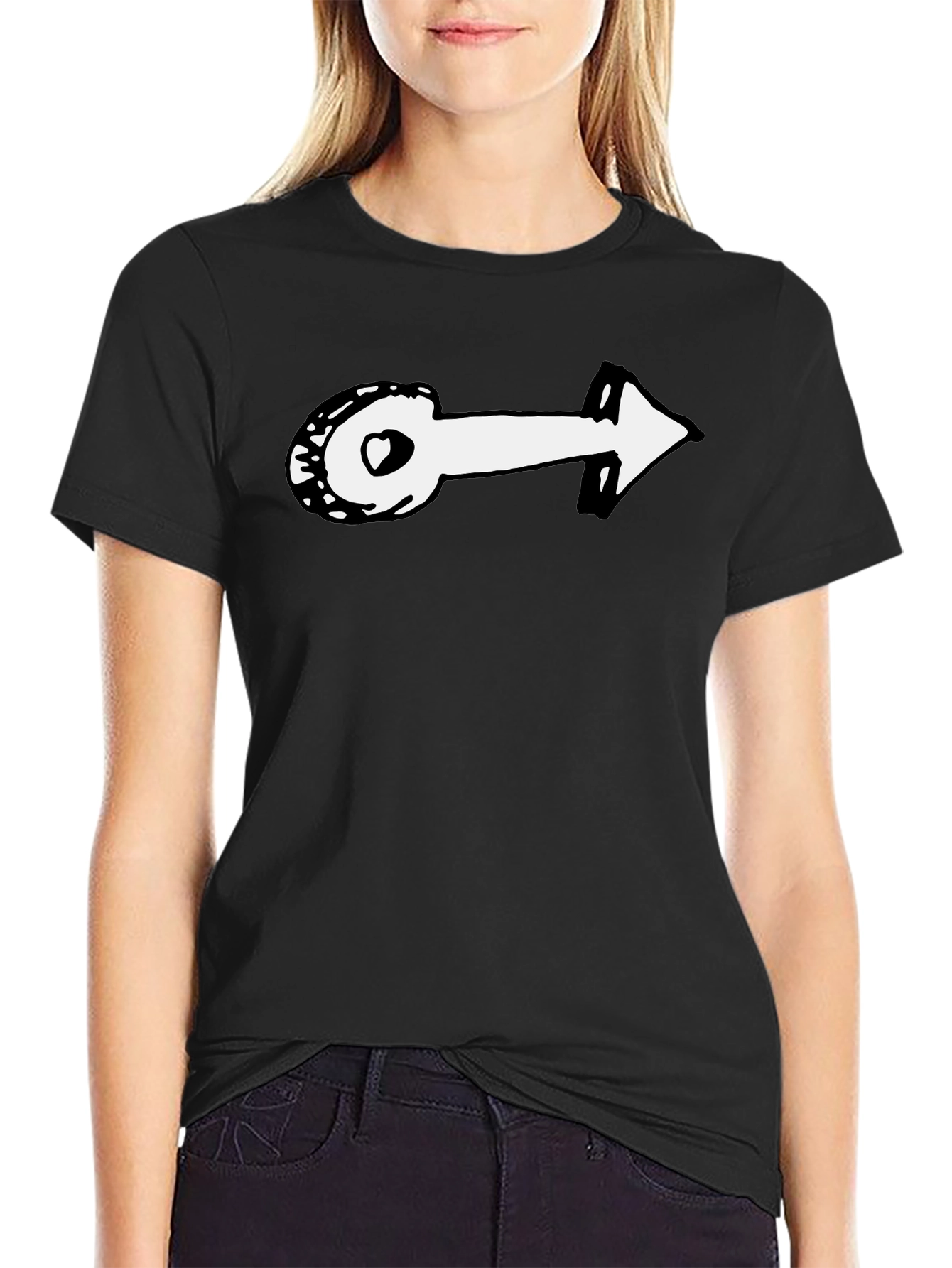 Novelty Arrow Graphic T-Shirt - Black Casual Tee