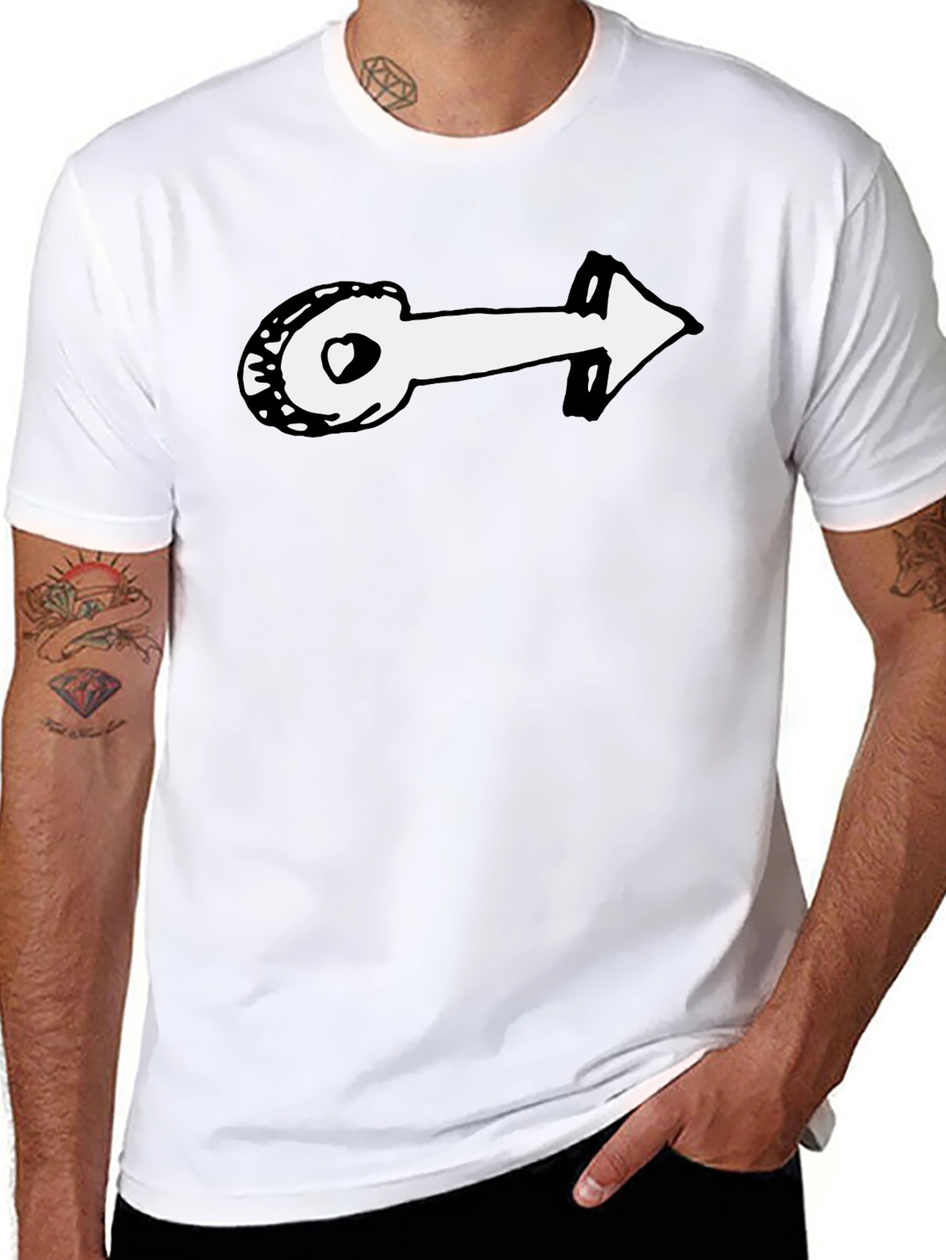 Novelty Arrow Graphic T-Shirt - Black Casual Tee