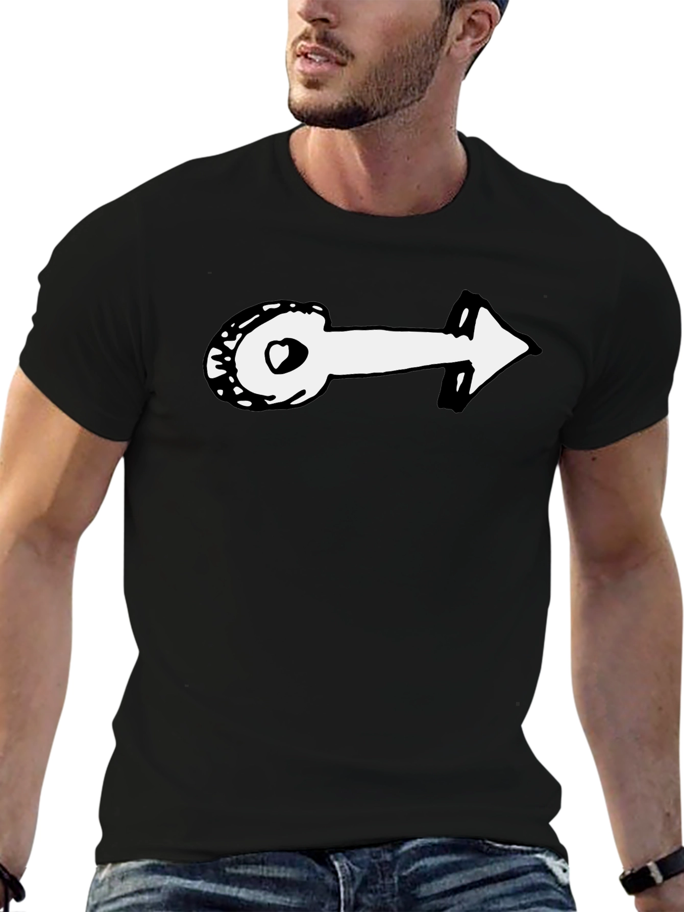 Novelty Arrow Graphic T-Shirt - Black Casual Tee