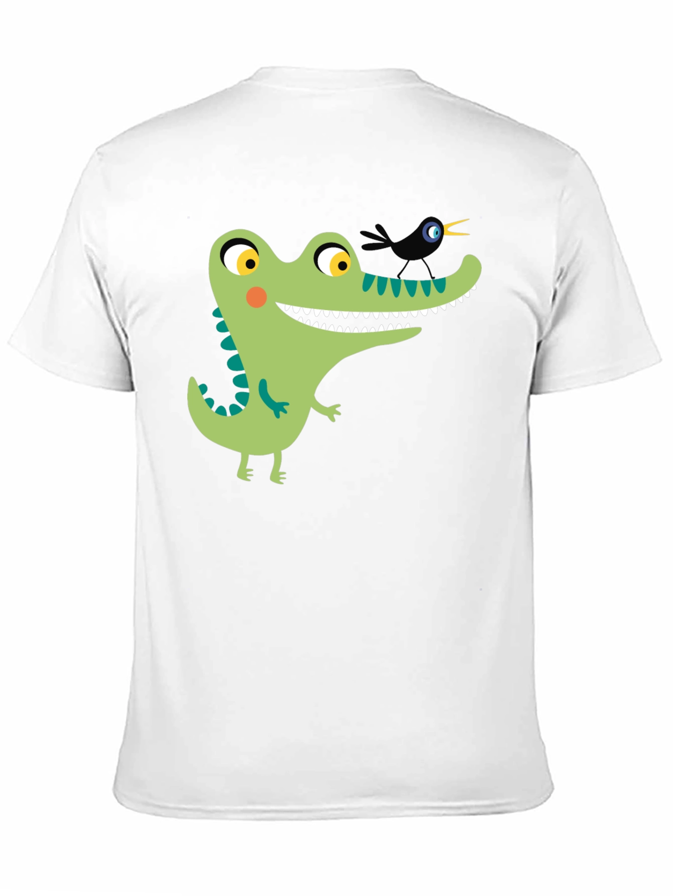 Cartoon Alligator Graphic Tee - Black Cotton