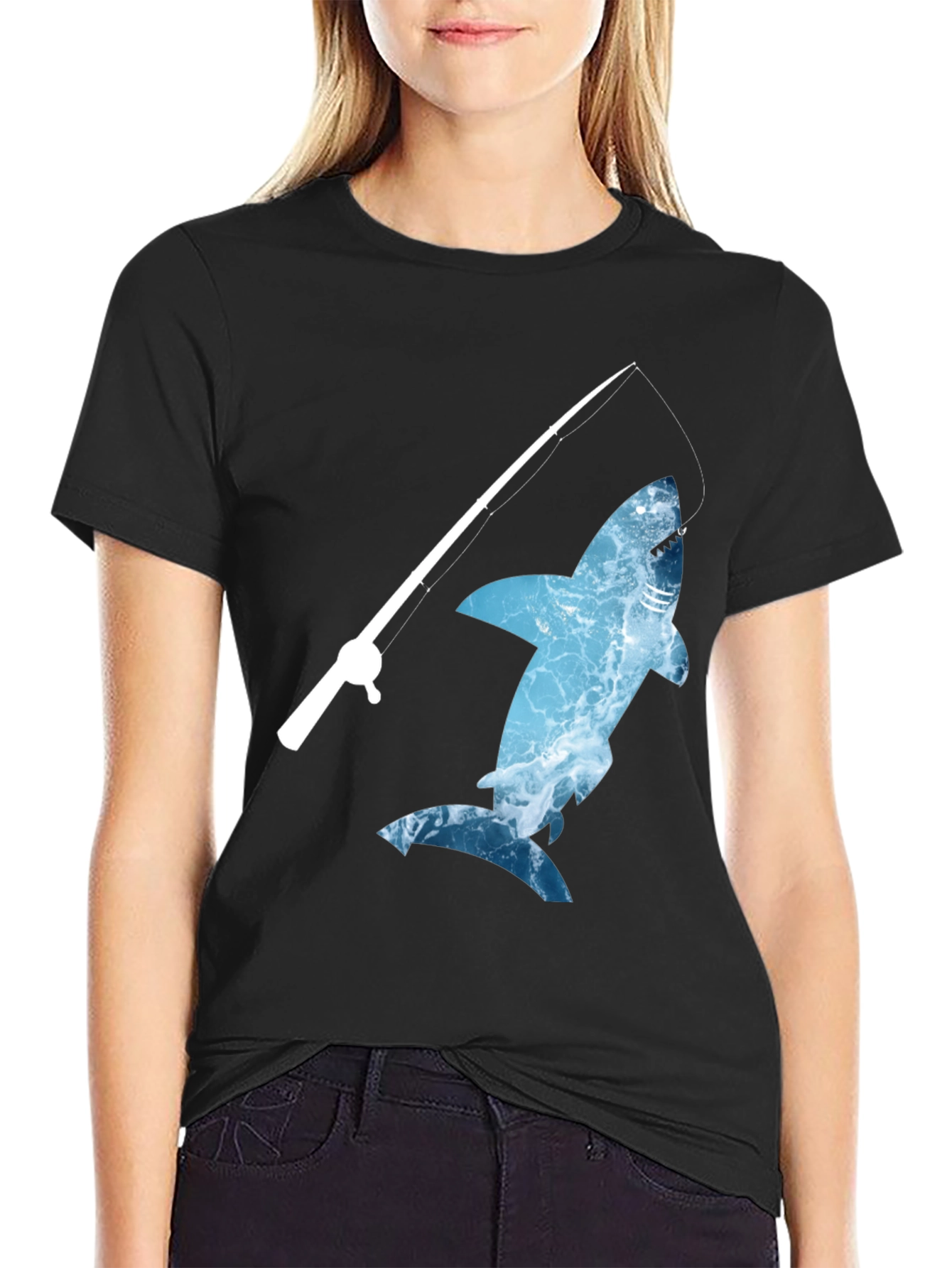 Shark Fishing T-Shirt - Novelty Graphic Tee