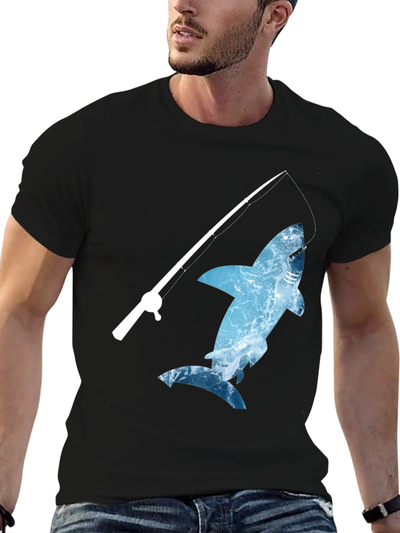 Shark Fishing T-Shirt - Novelty Graphic Tee