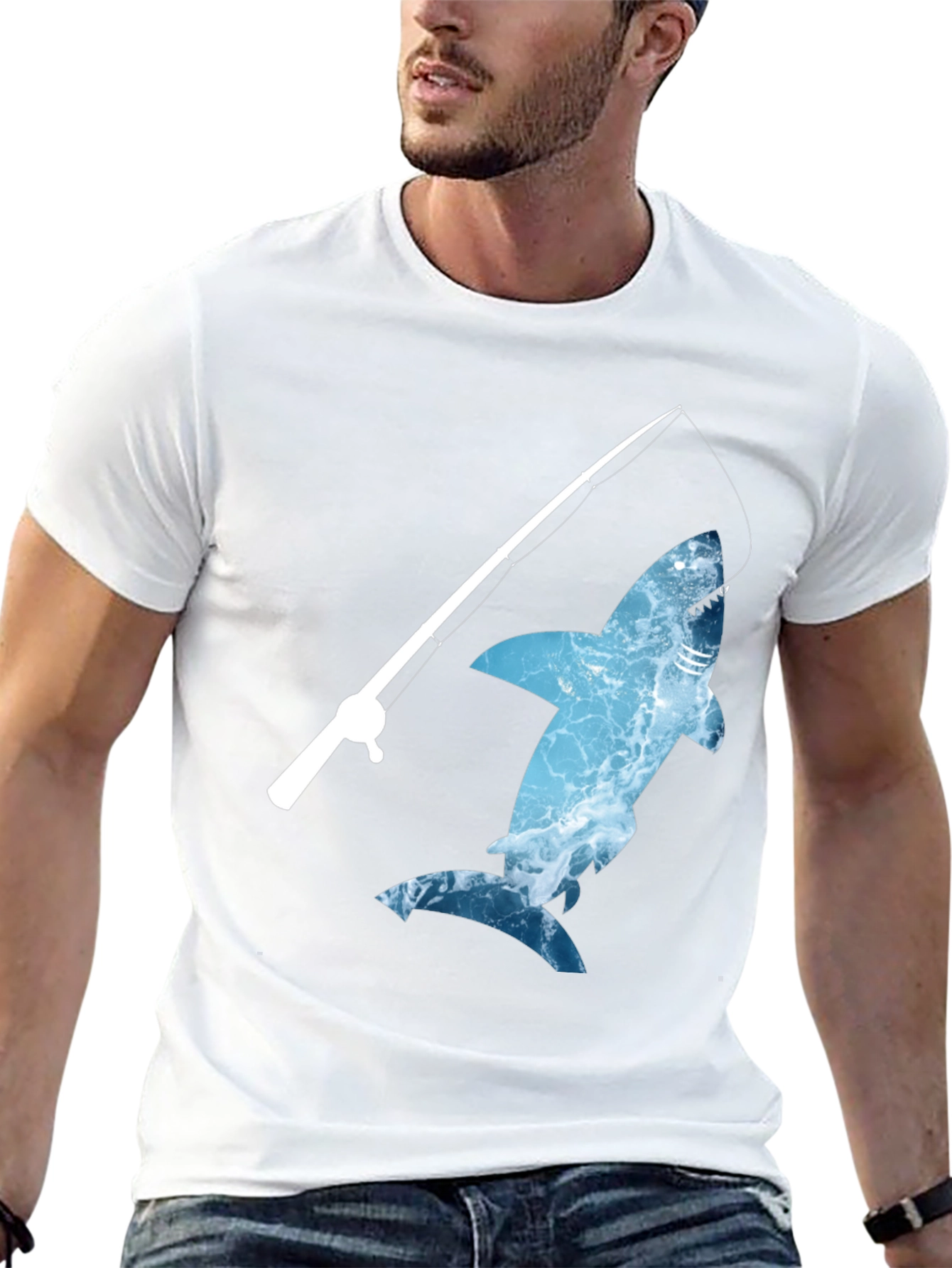 Shark Fishing T-Shirt - Novelty Graphic Tee