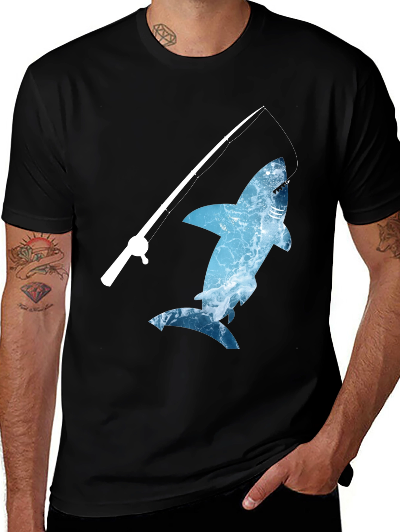 Shark Fishing T-Shirt - Novelty Graphic Tee