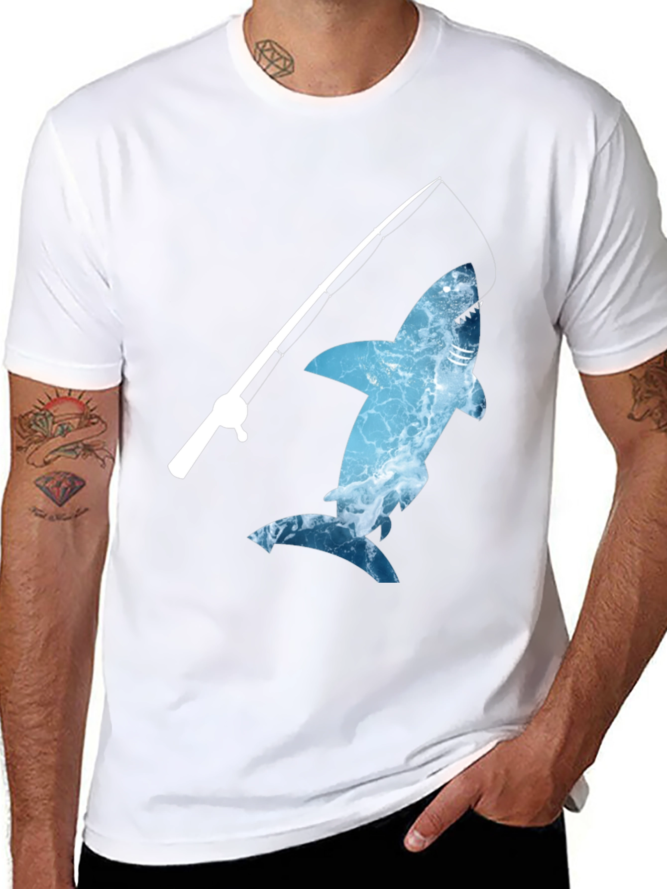 Shark Fishing T-Shirt - Novelty Graphic Tee
