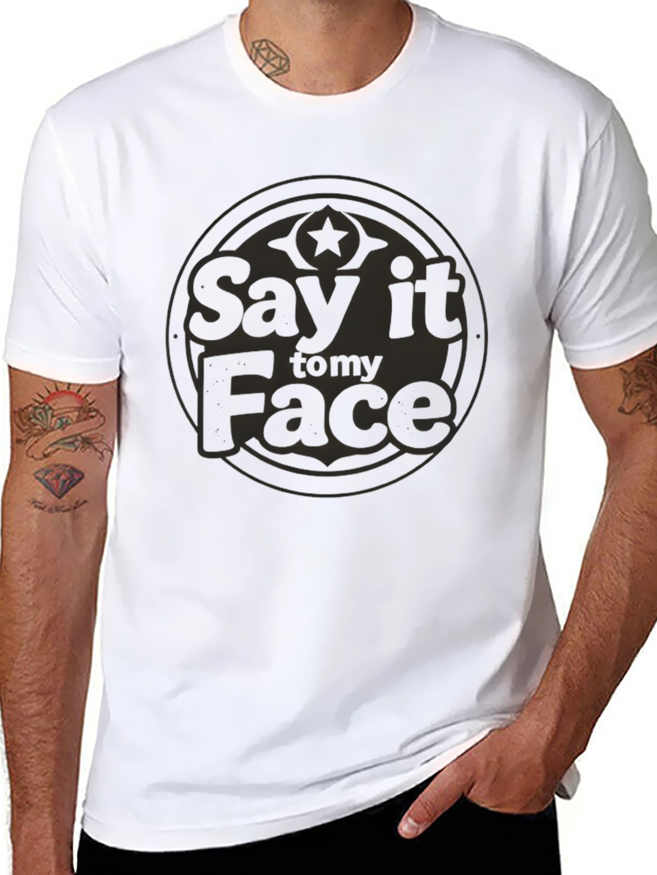 Say it to my Face Graphic Tee - Black