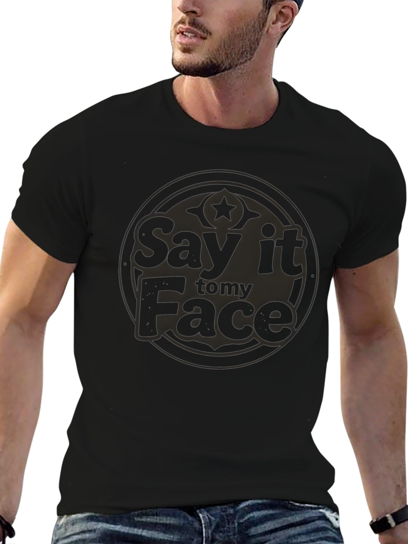 Say it to my Face Graphic Tee - Black