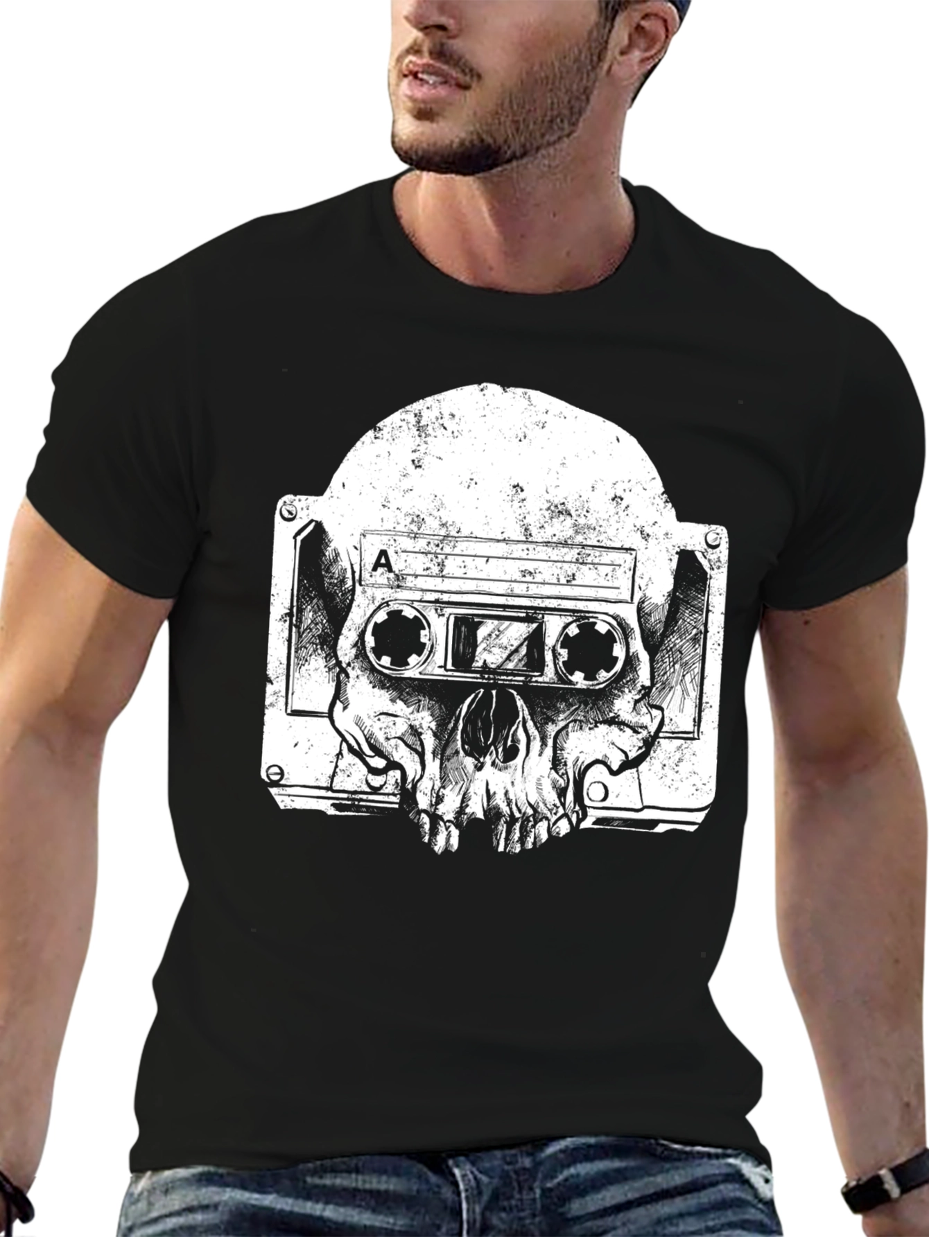 Skull Tape T-Shirt - Black Graphic Tee