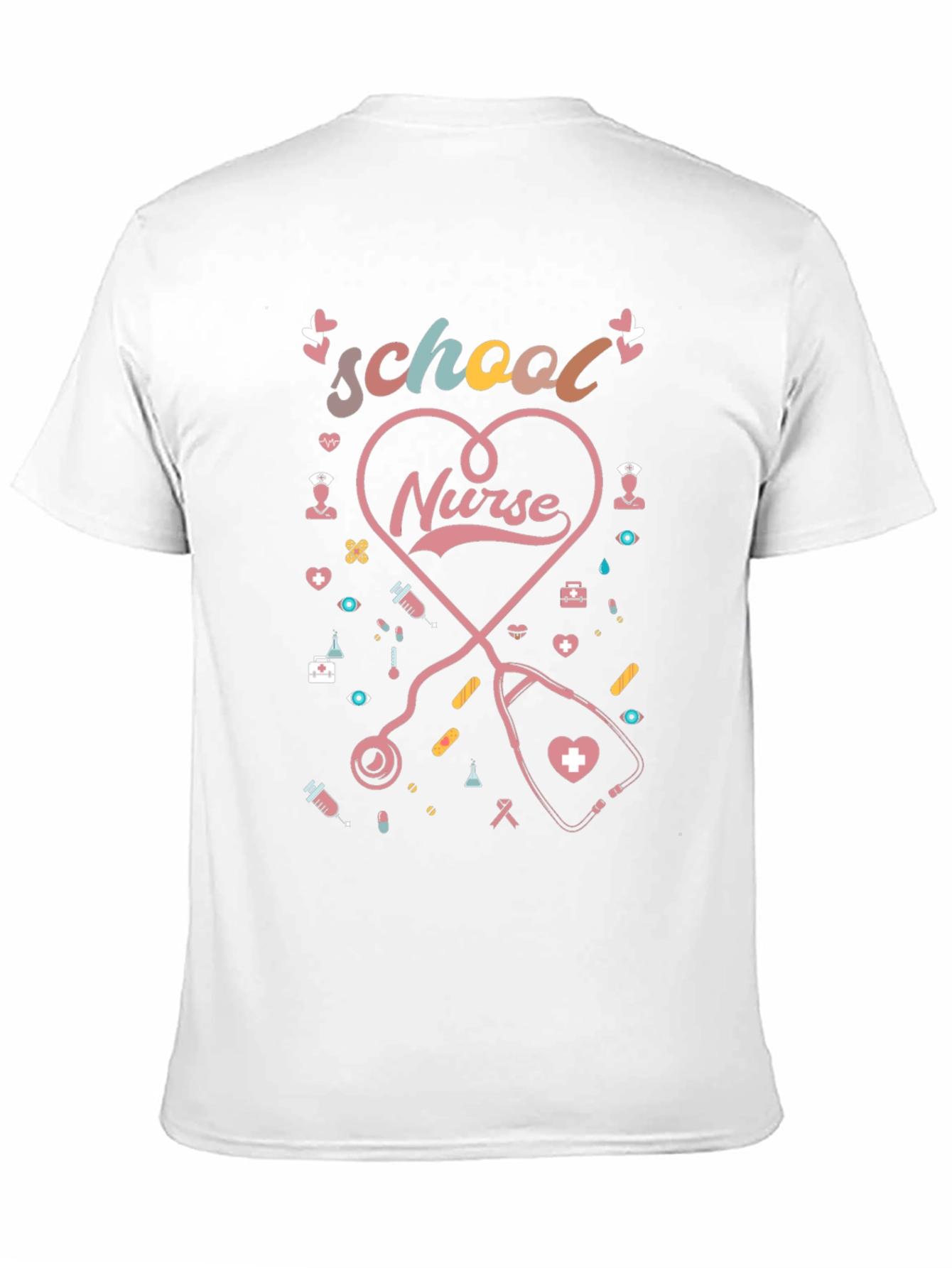 School Nurse Heart Stethoscope Graphic Tee
