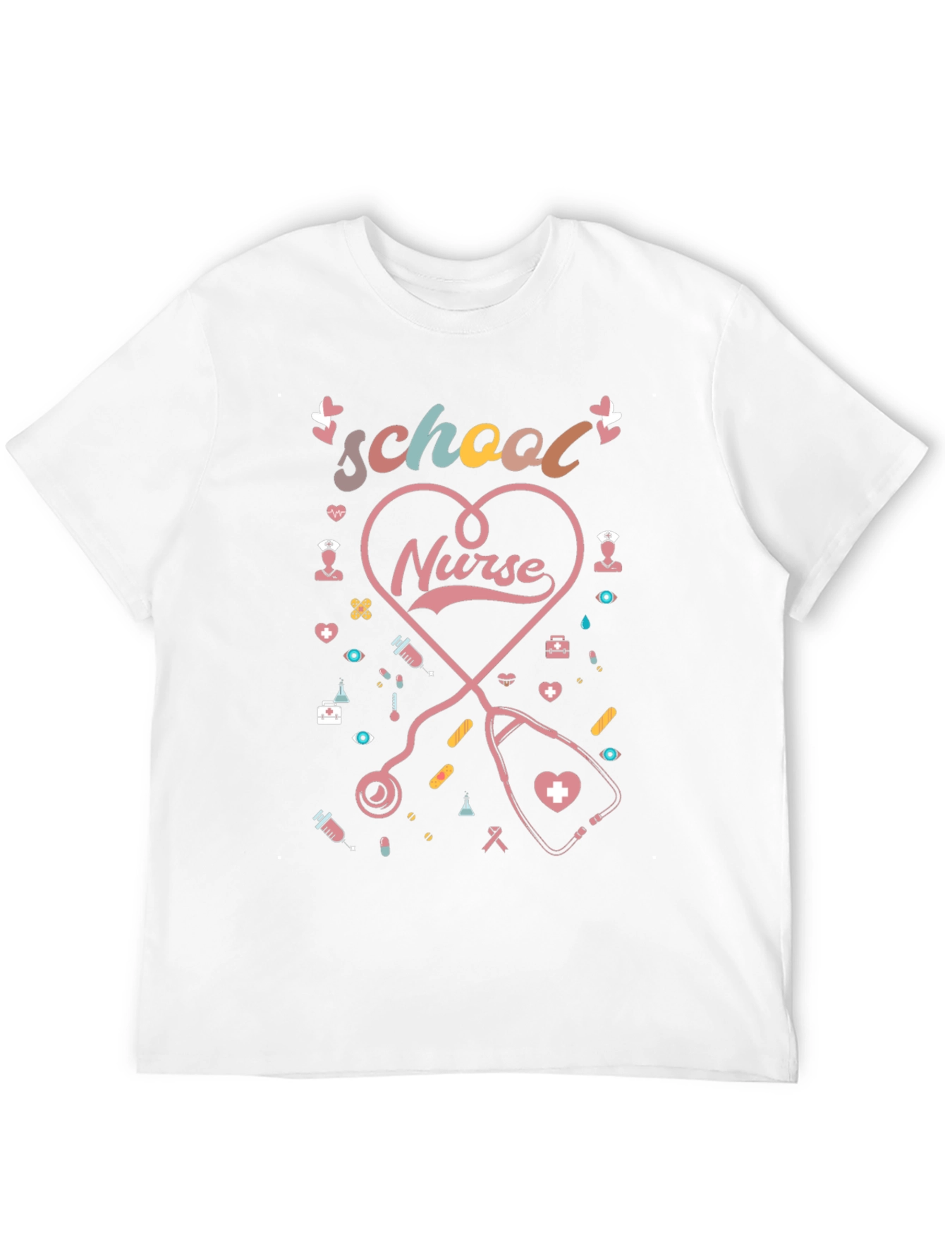 School Nurse Heart Stethoscope Graphic Tee