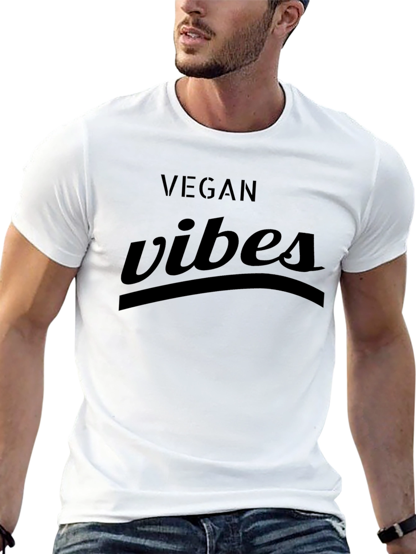 Vegan Vibes Graphic Tee - Black Casual Fit