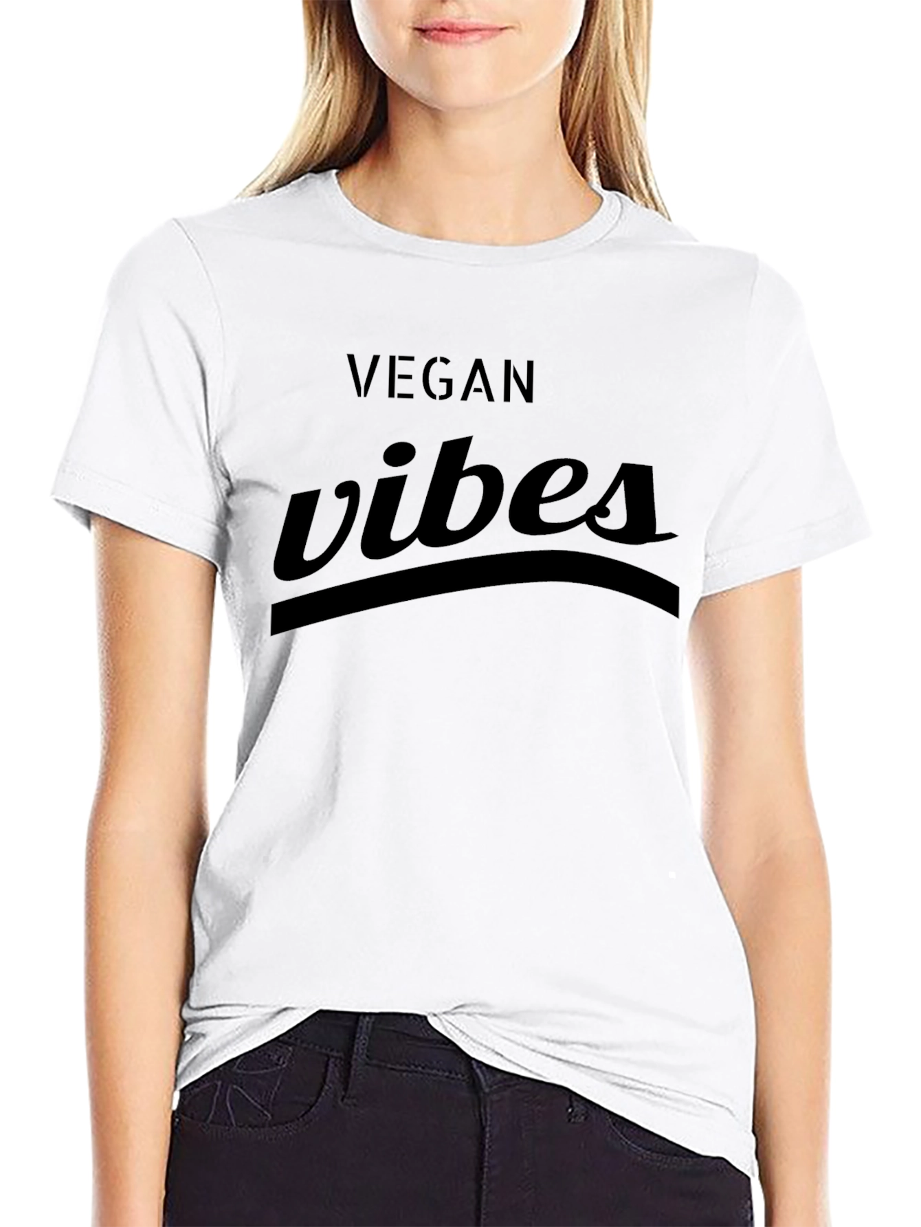 Vegan Vibes Graphic Tee - Black Casual Fit