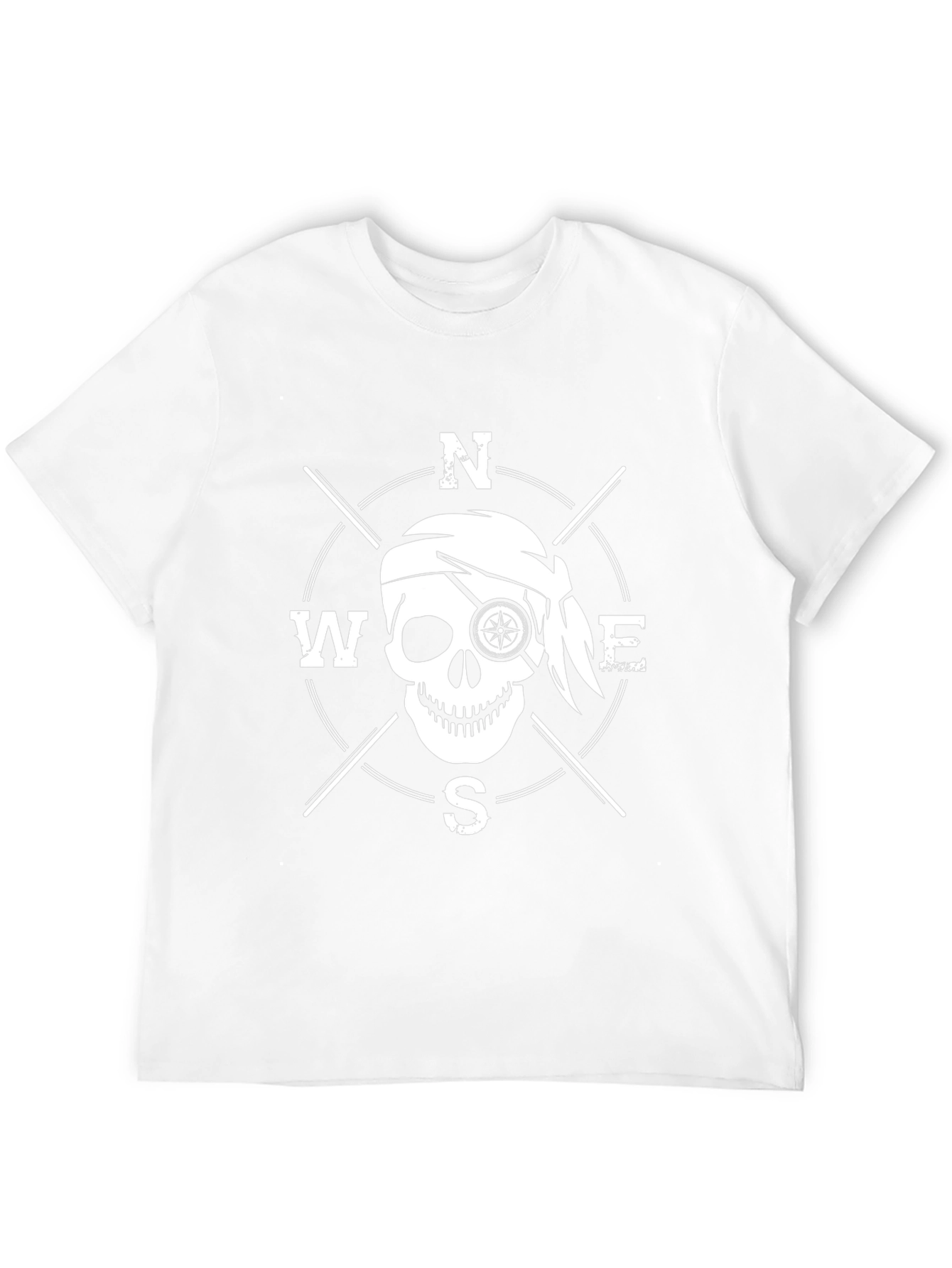 Pirate Compass Skull Graphic T-Shirt - Black