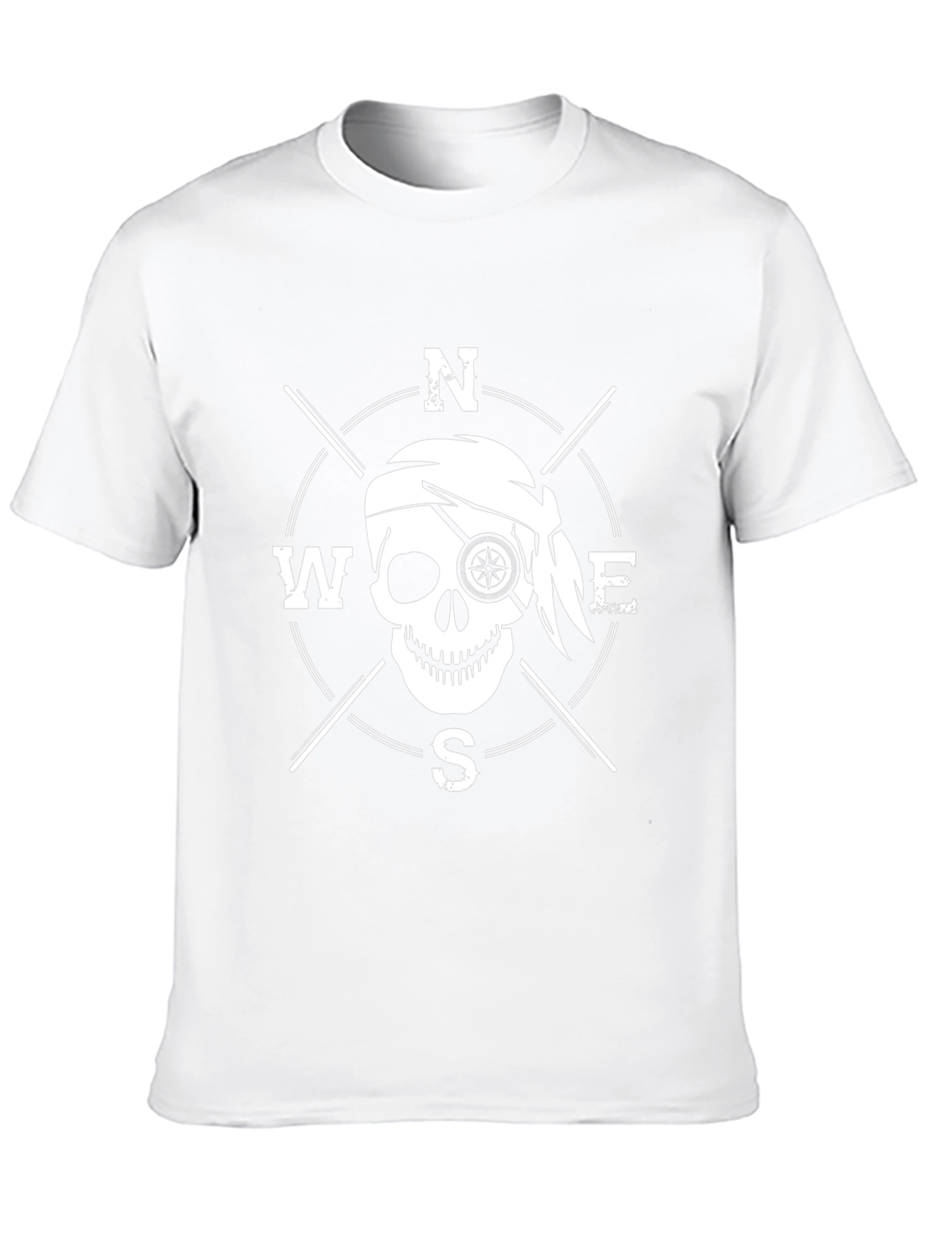 Pirate Compass Skull Graphic T-Shirt - Black