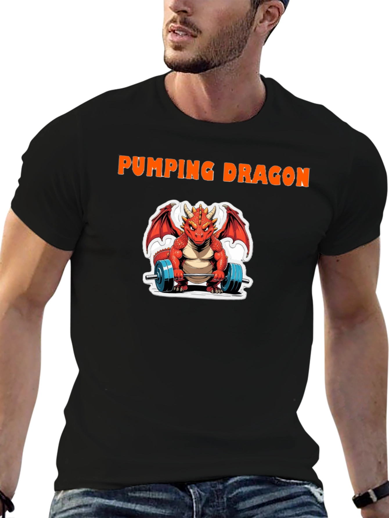 Pumping Dragon Graphic T-Shirt - Gym & Fitness Apparel