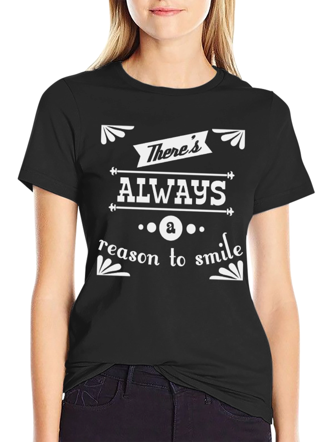 Always a Reason to Smile Black Graphic Tee