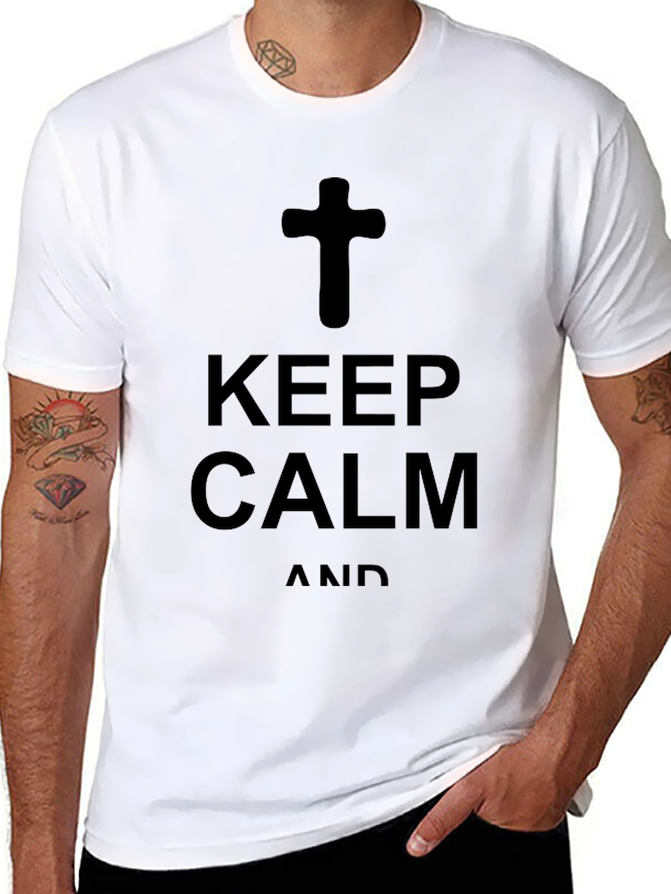 Keep Calm and Carry On Graphic T-Shirt - Black