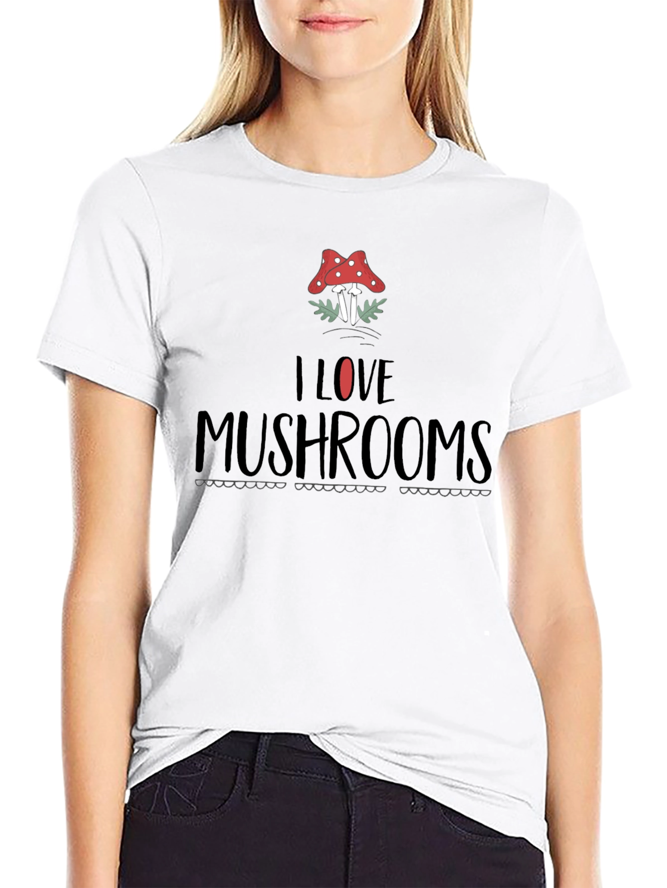 I Love Mushrooms Graphic Print T-Shirt